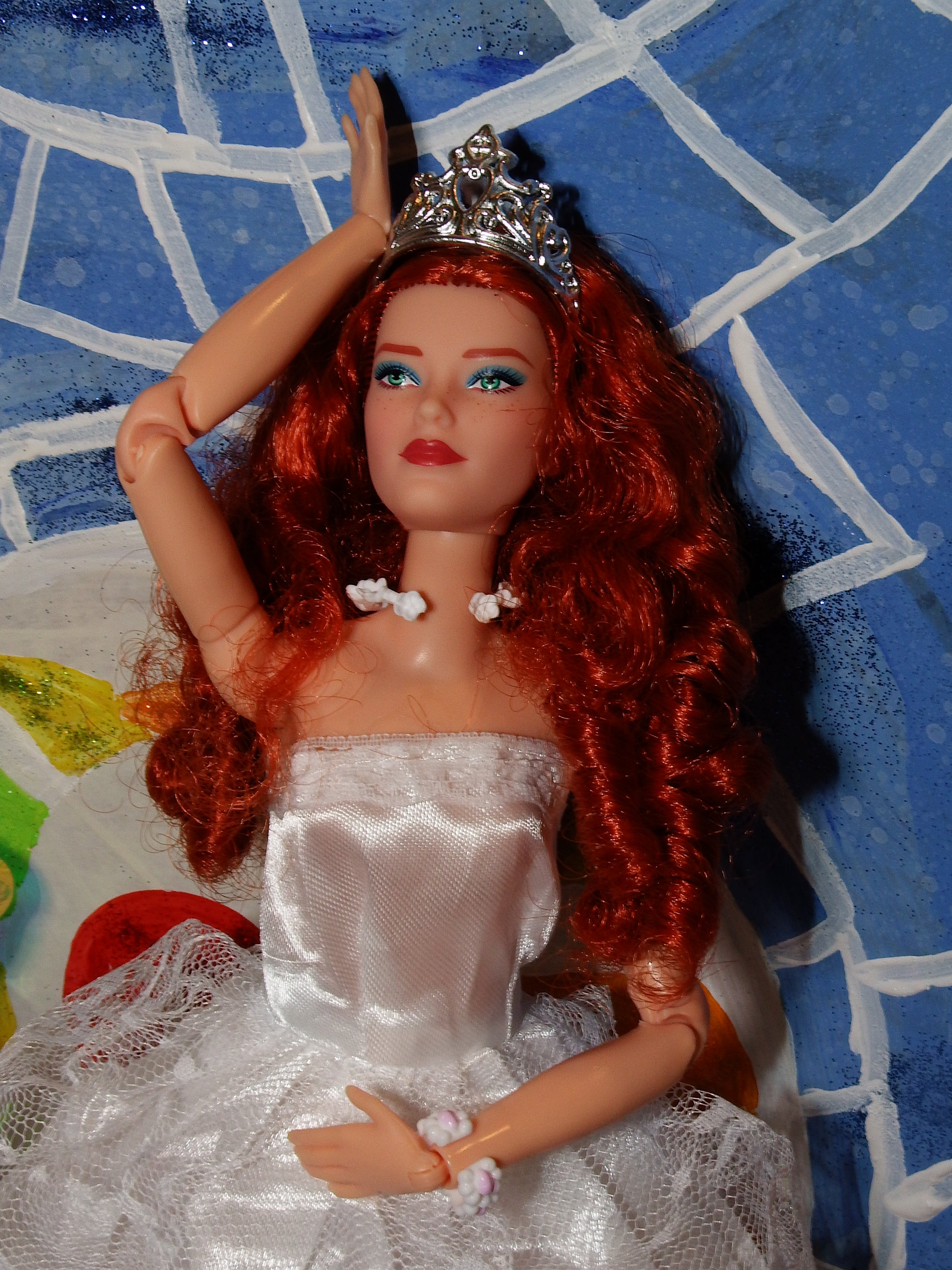 artsy sister Red Headed Barbie in a White Wedding Dress Photoshoot