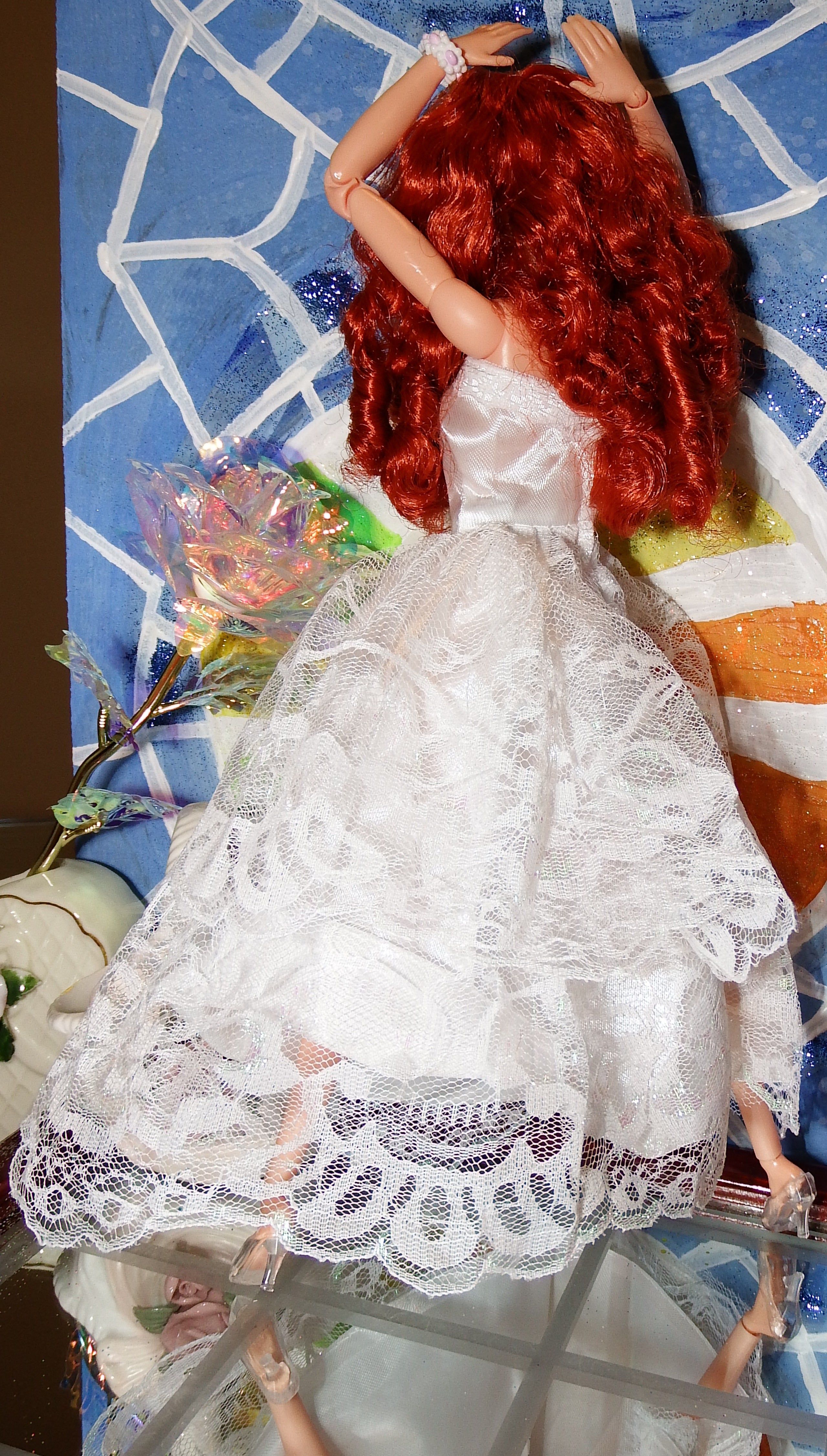 artsy sister Red Headed Barbie in a White Wedding Dress Photoshoot