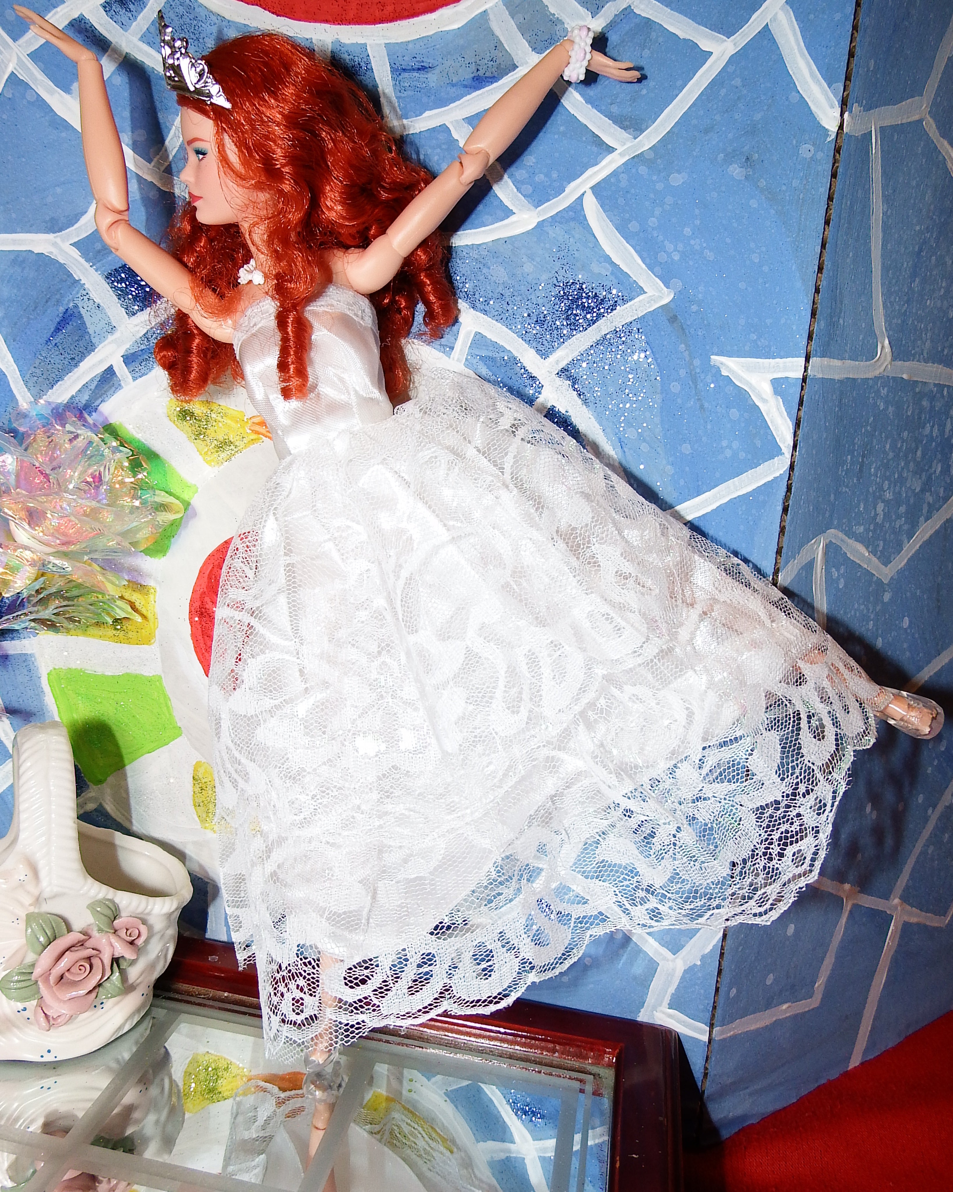 artsy sister Red Headed Barbie in a White Wedding Dress Photoshoot