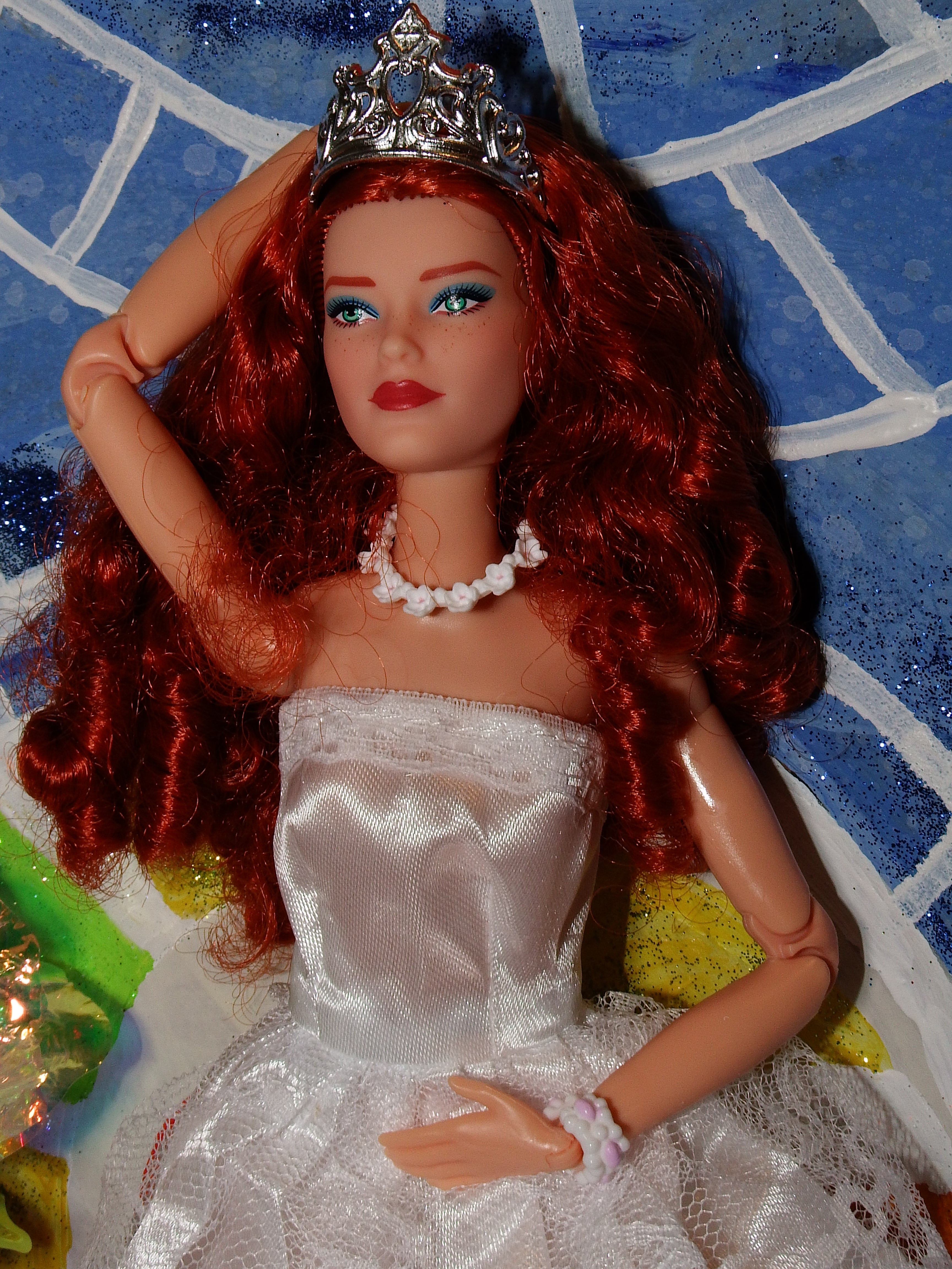 artsy sister Red Headed Barbie in a White Wedding Dress Photoshoot