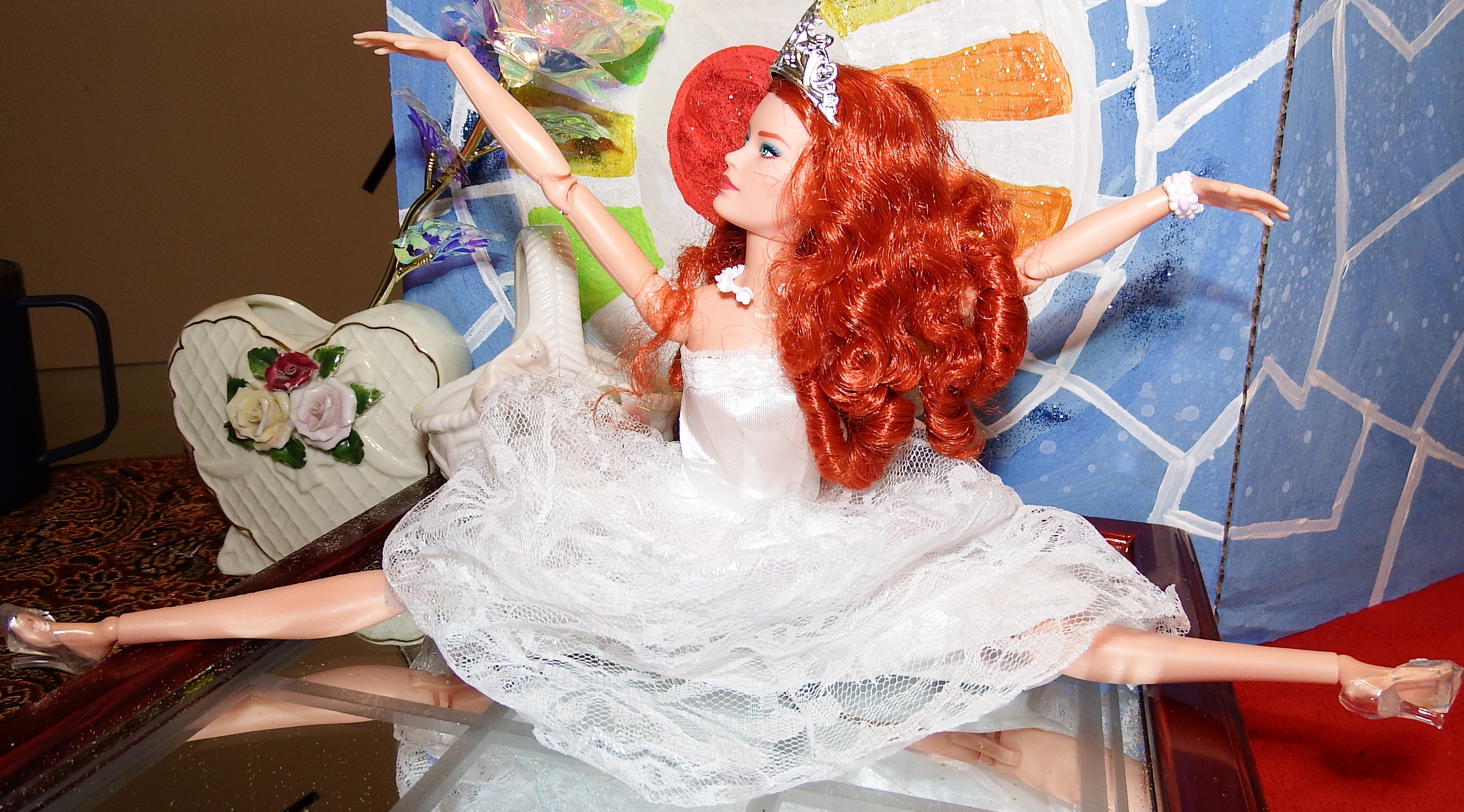 artsy sister Red Headed Barbie in a White Wedding Dress Photoshoot