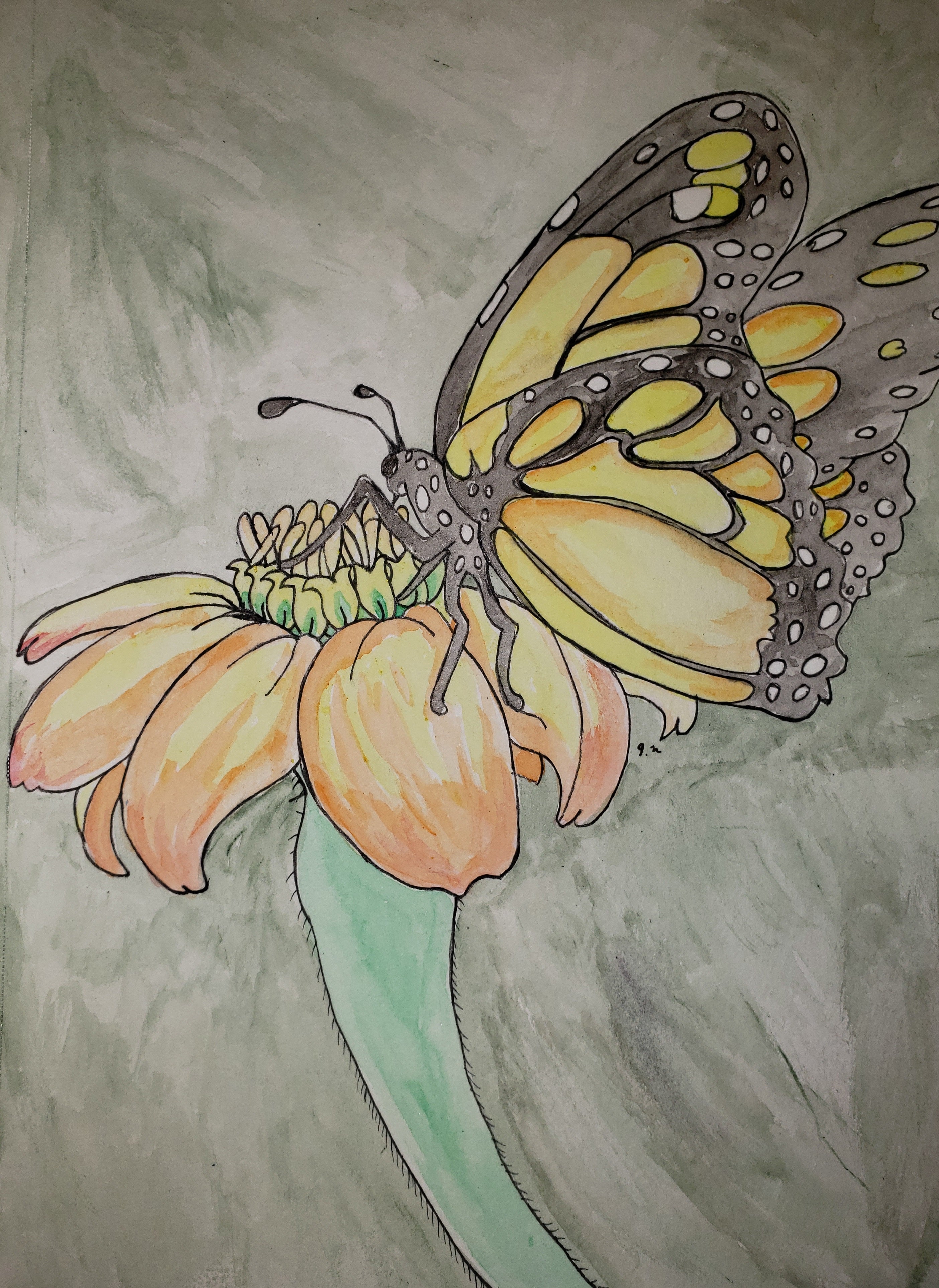 artsy sister, watercolor painting, Tiger Swallow Tail Butterfly