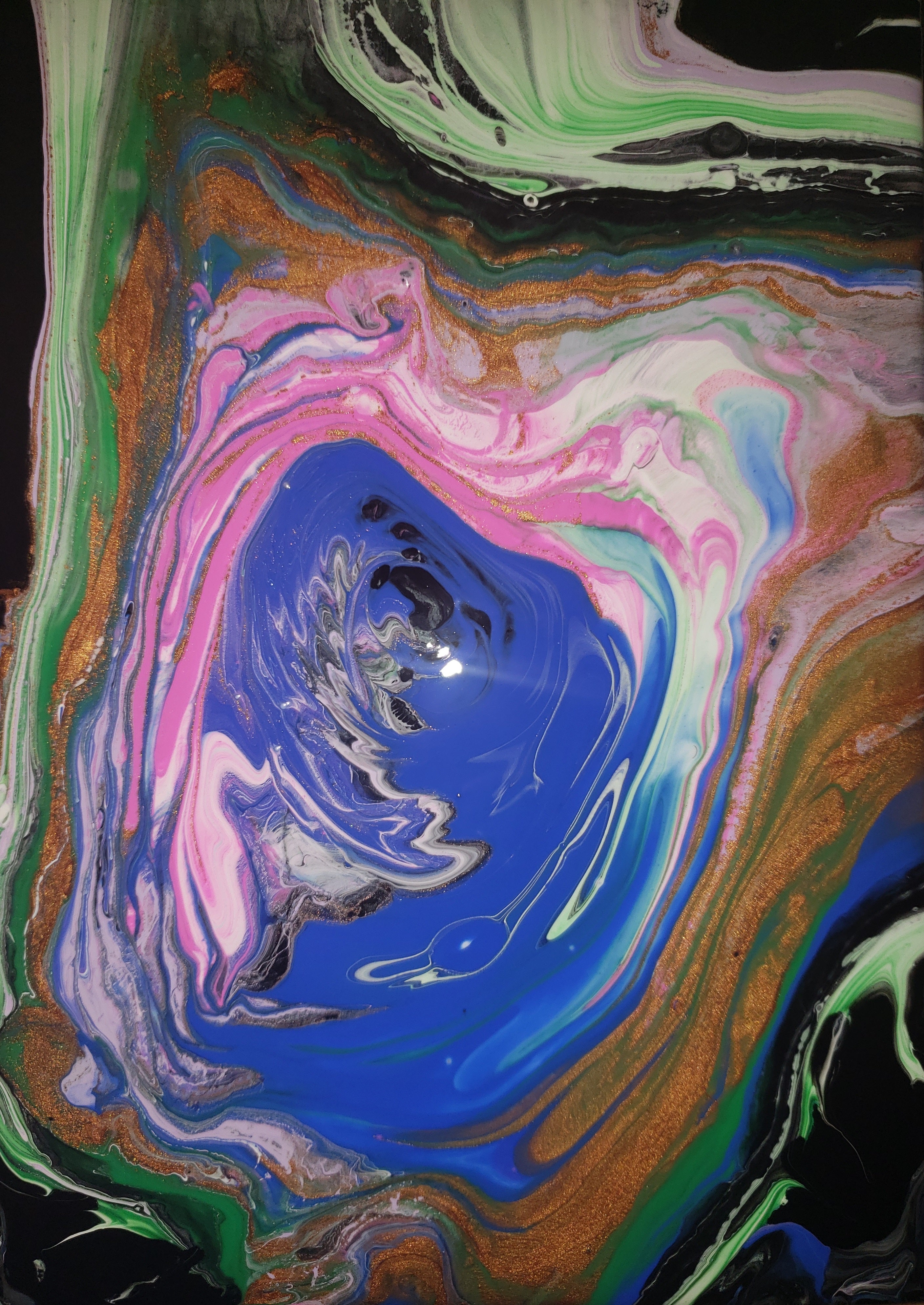 artsy sister, acrylic painting, pouring painting