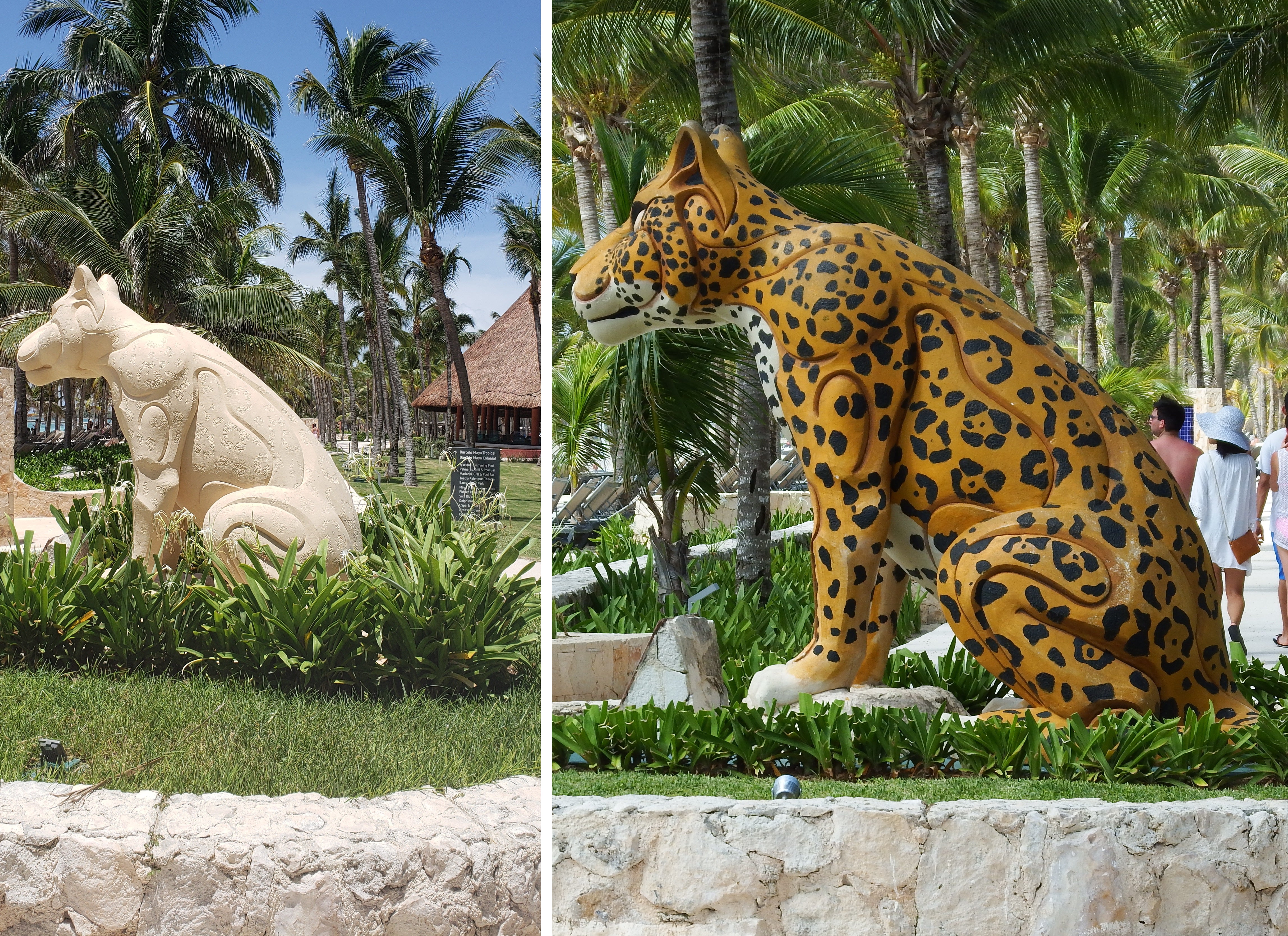 artsy sister, barcelo maya palace, statues