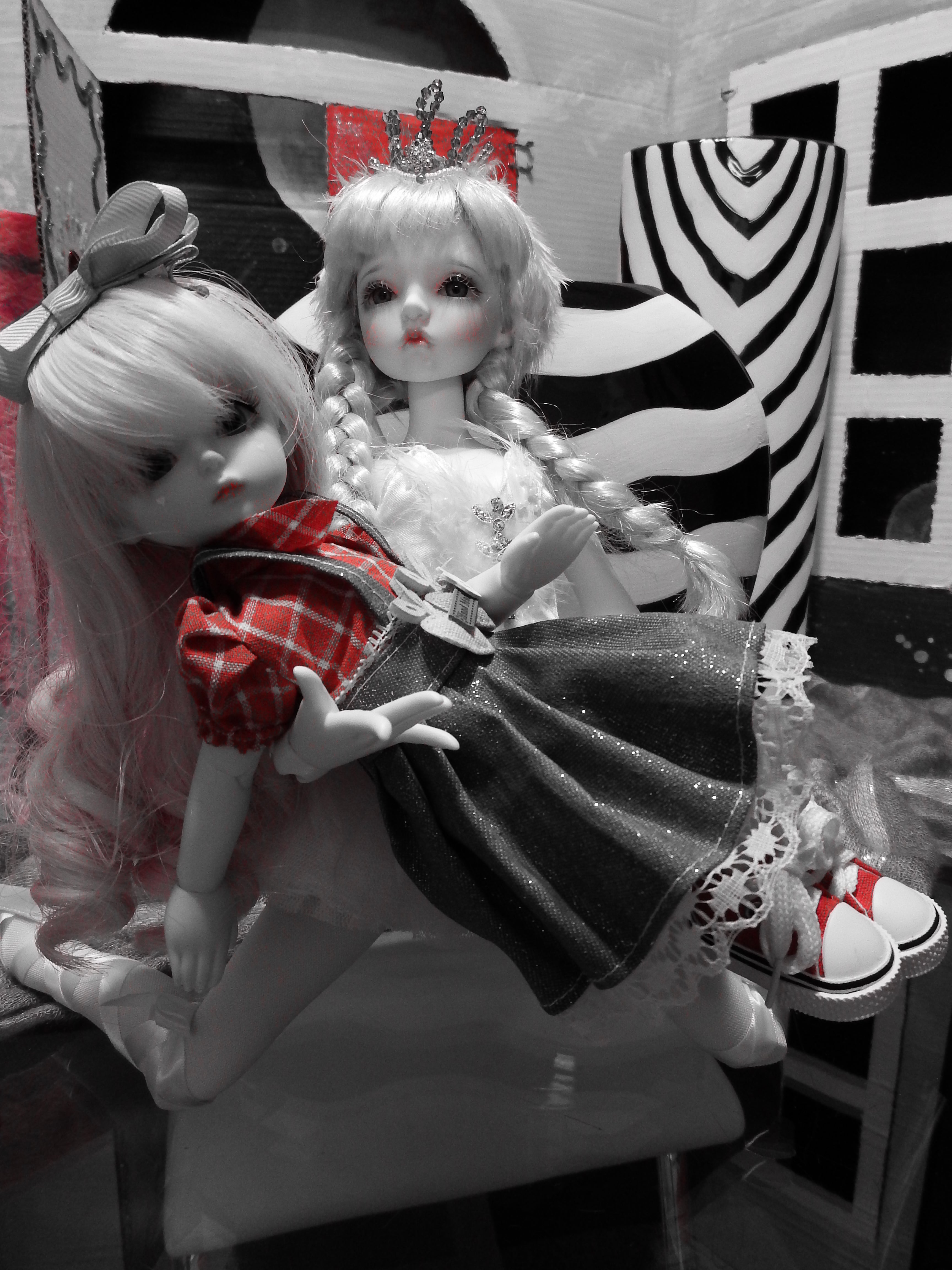 artsy sister, ball jointed doll, monochrome photos