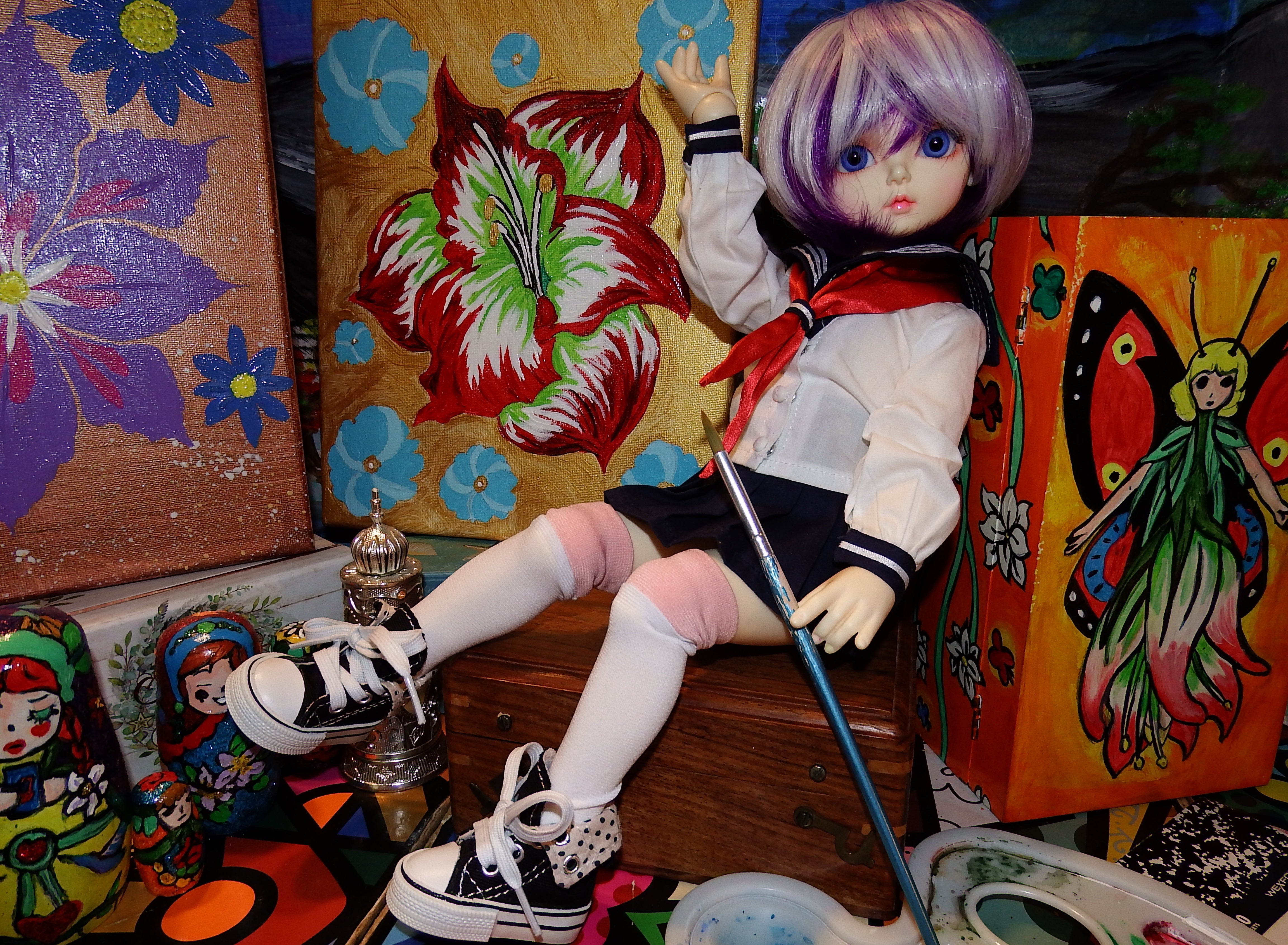 artsy sister, bjd doll, photoshoot