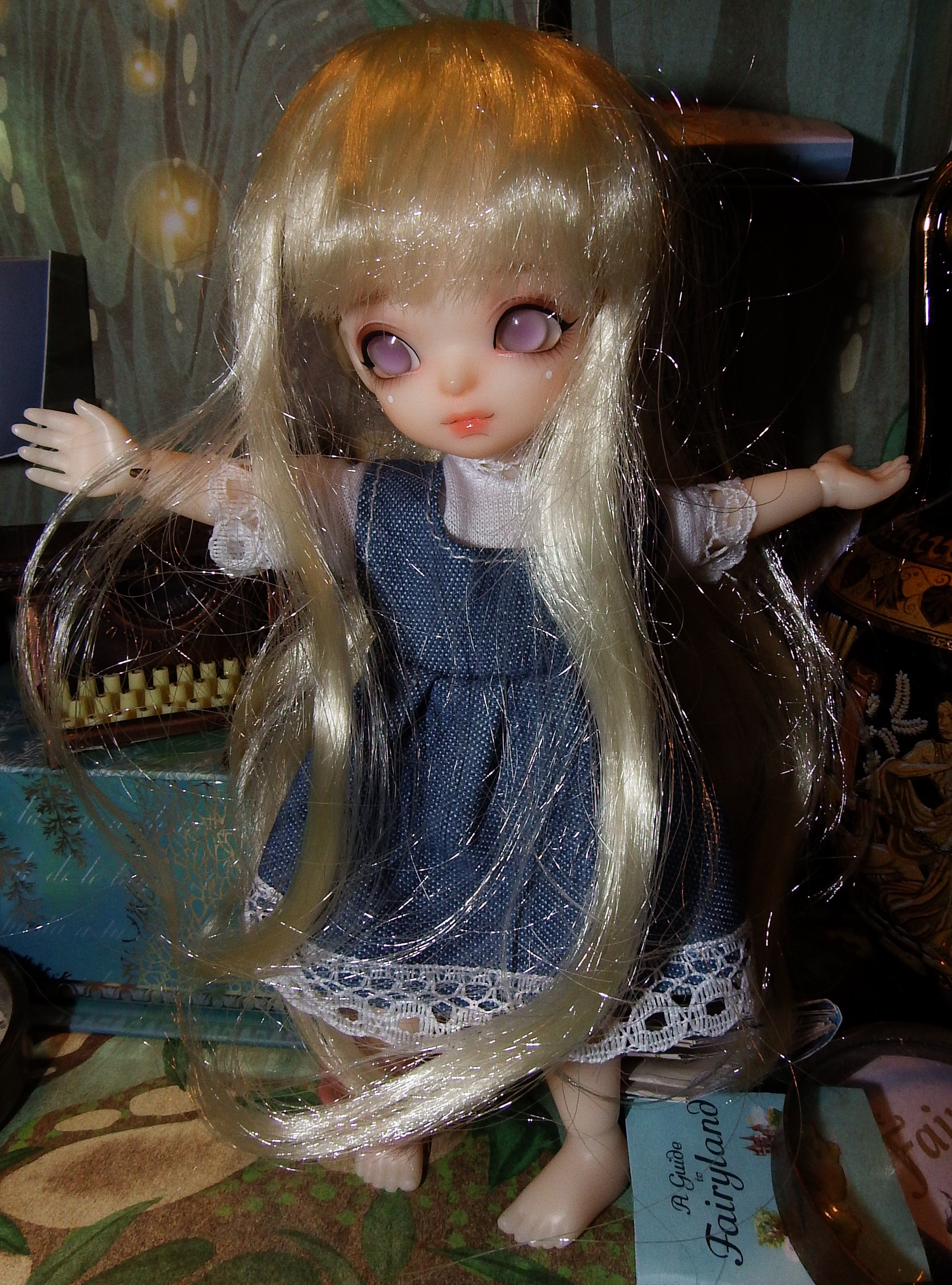 artsy sister, blue dress, ringdoll bjd