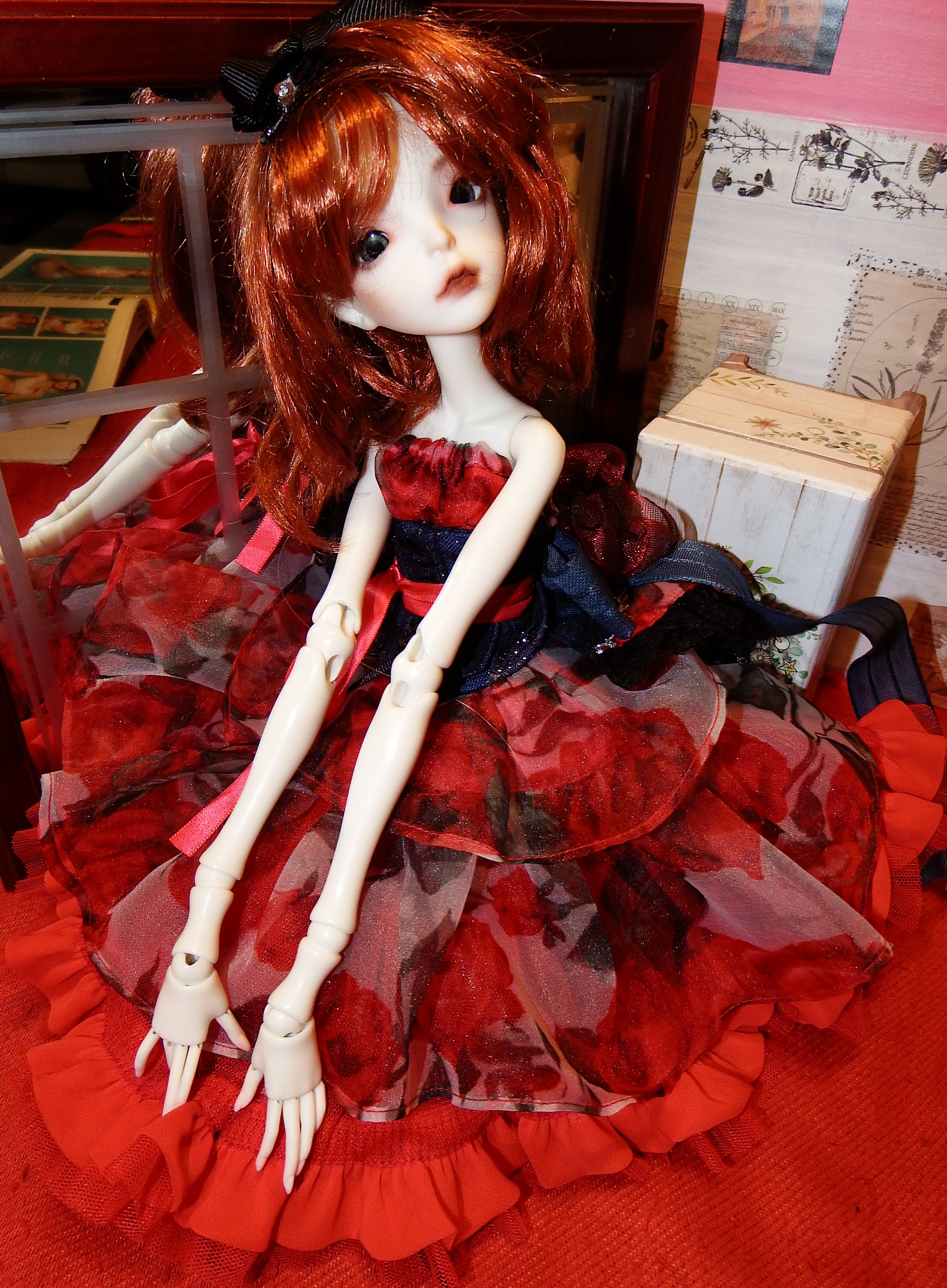 artsy sister, red hair bjd, doll chateau