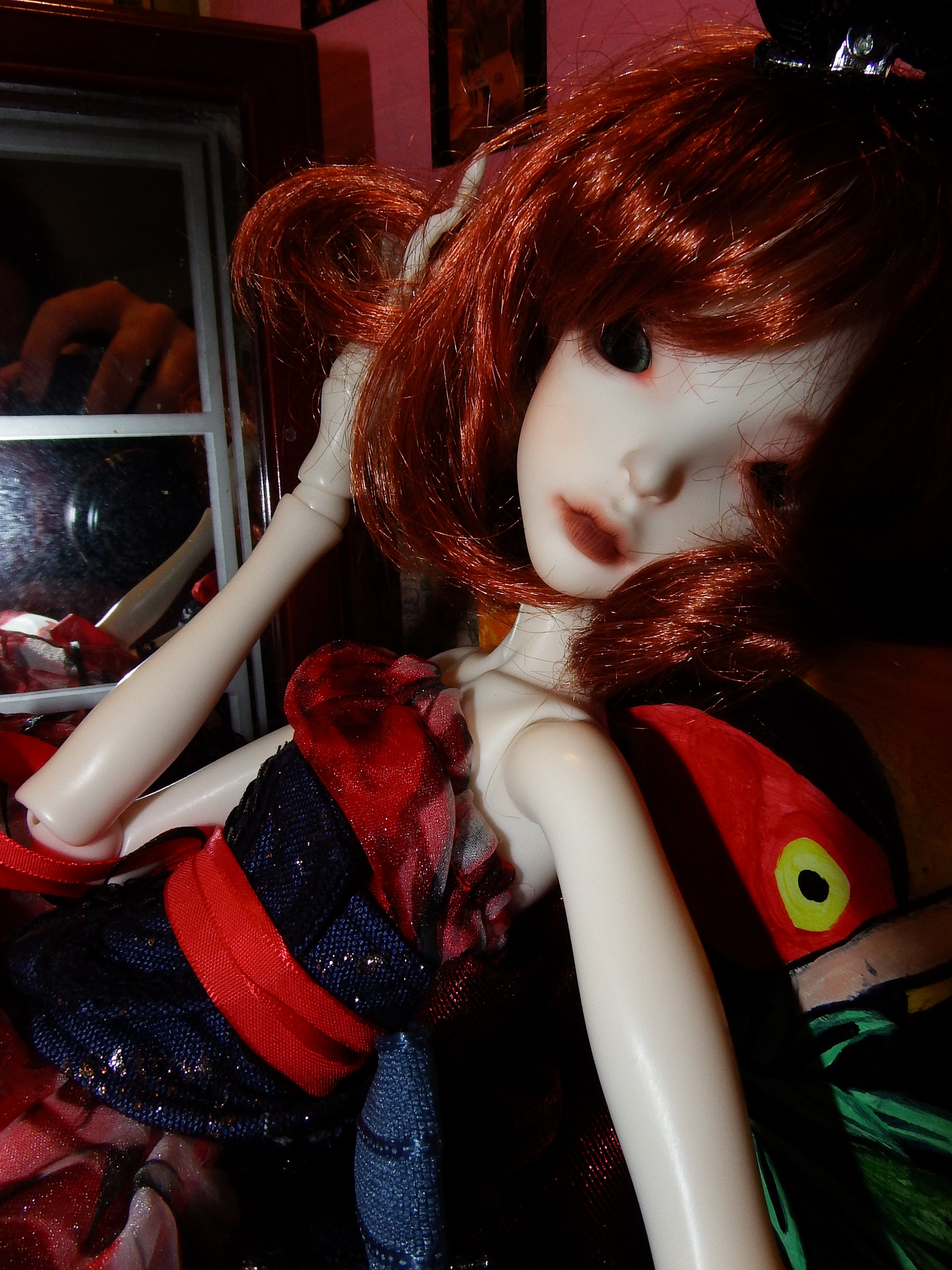 artsy sister, red hair, bjd doll