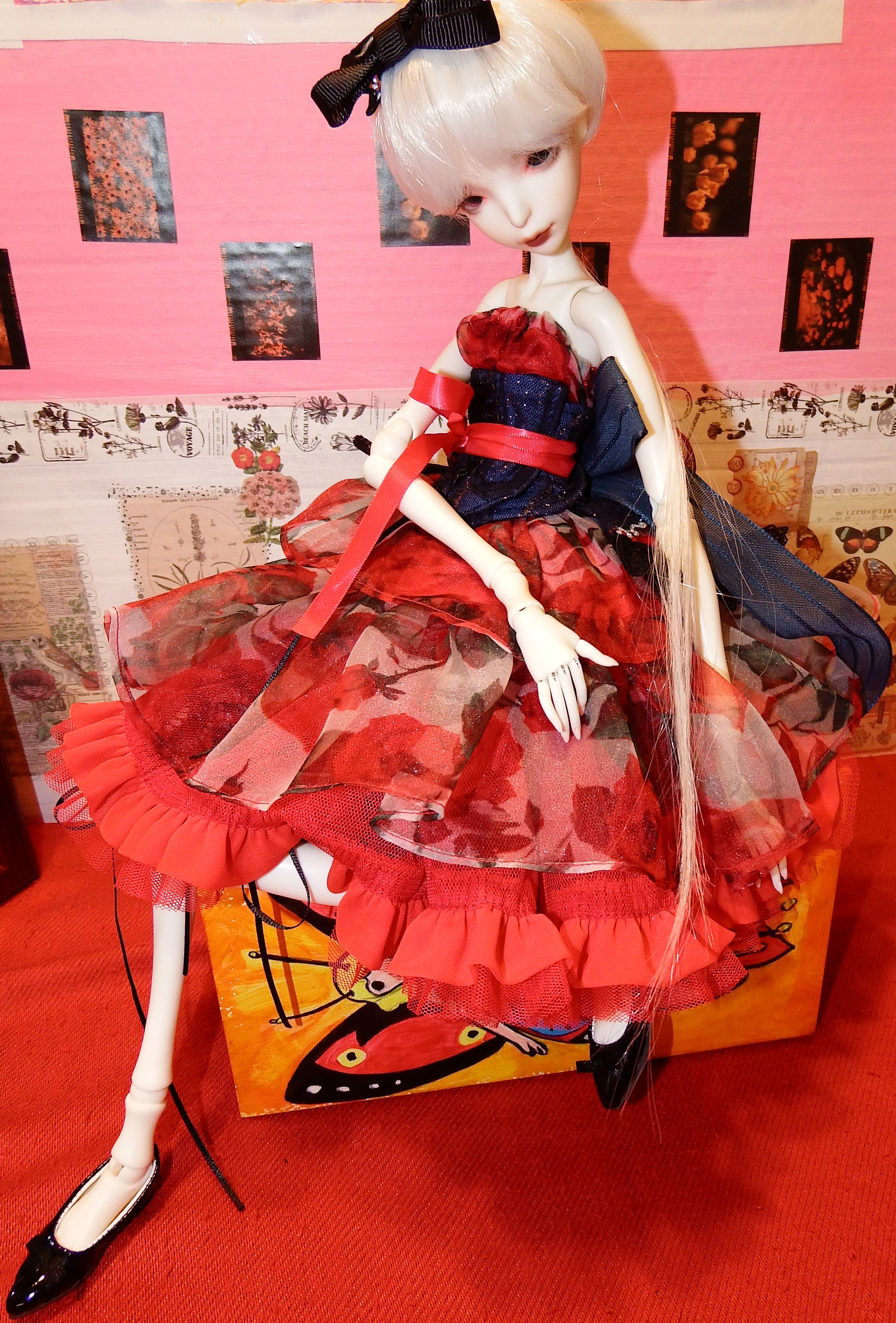 artsy sister, bjd doll, doll chateau rose dress