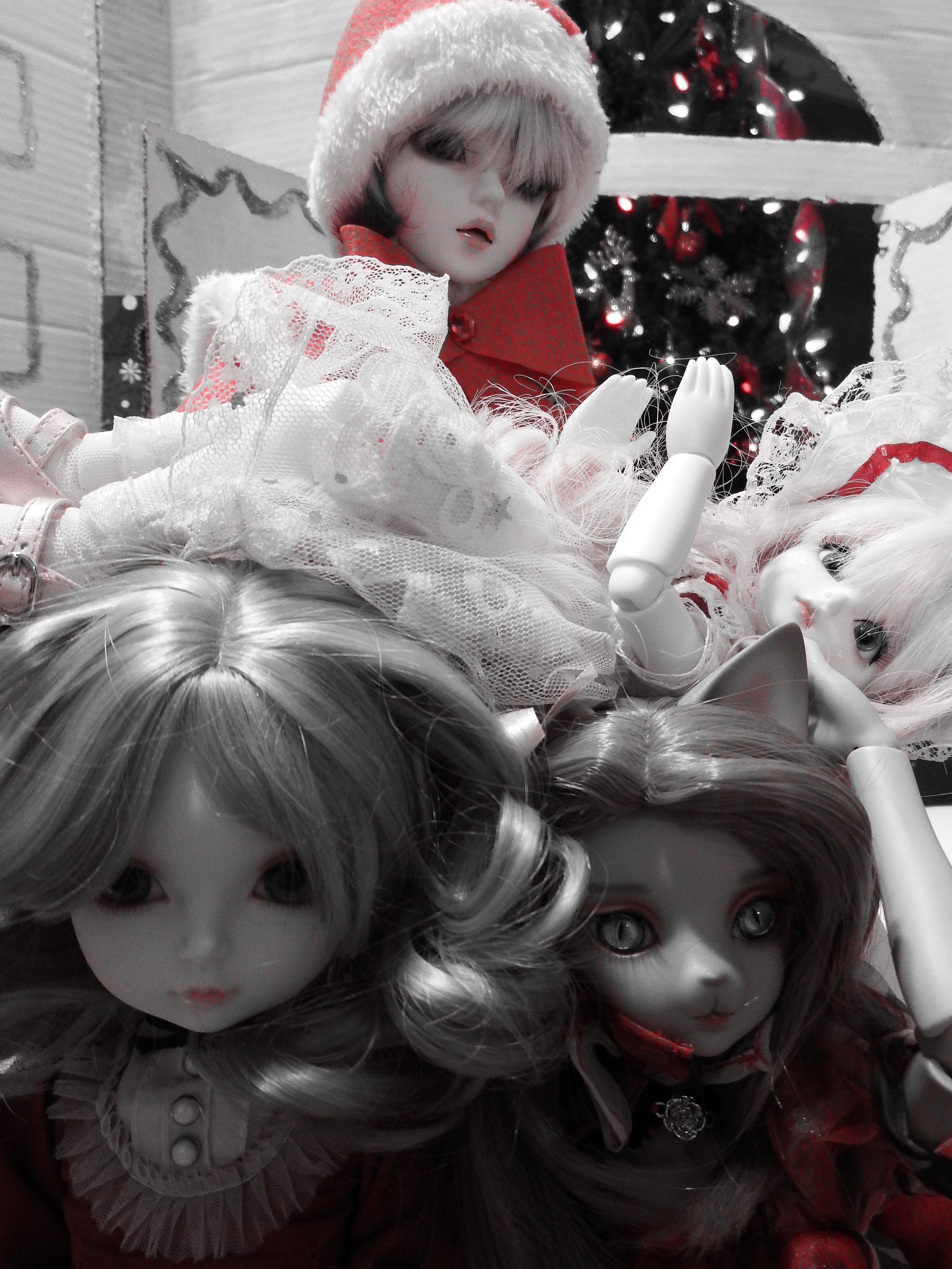 artsy sister, bjd dolls, christmas photo