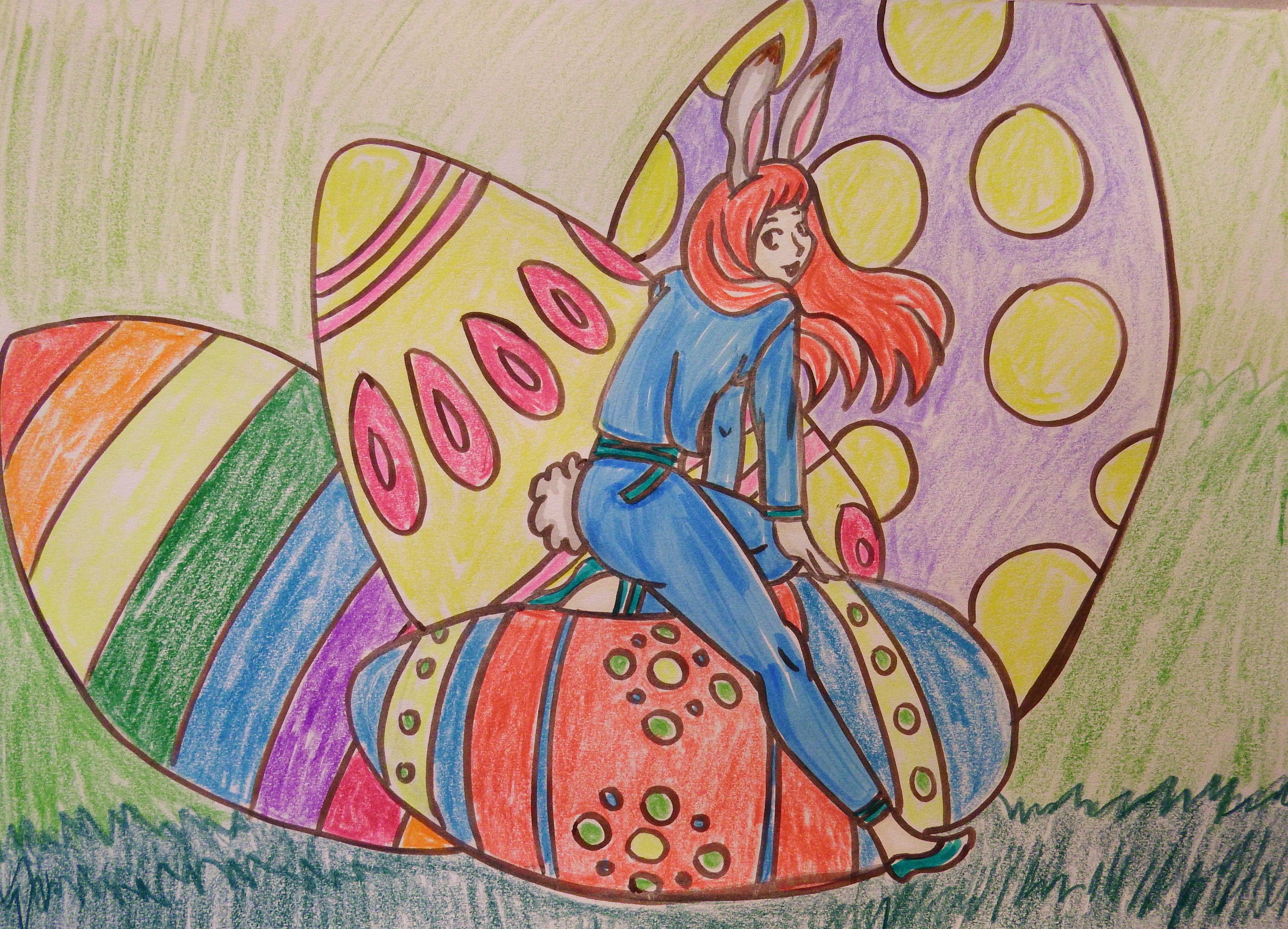 artsy sister, easter bunny, bunny anime girl