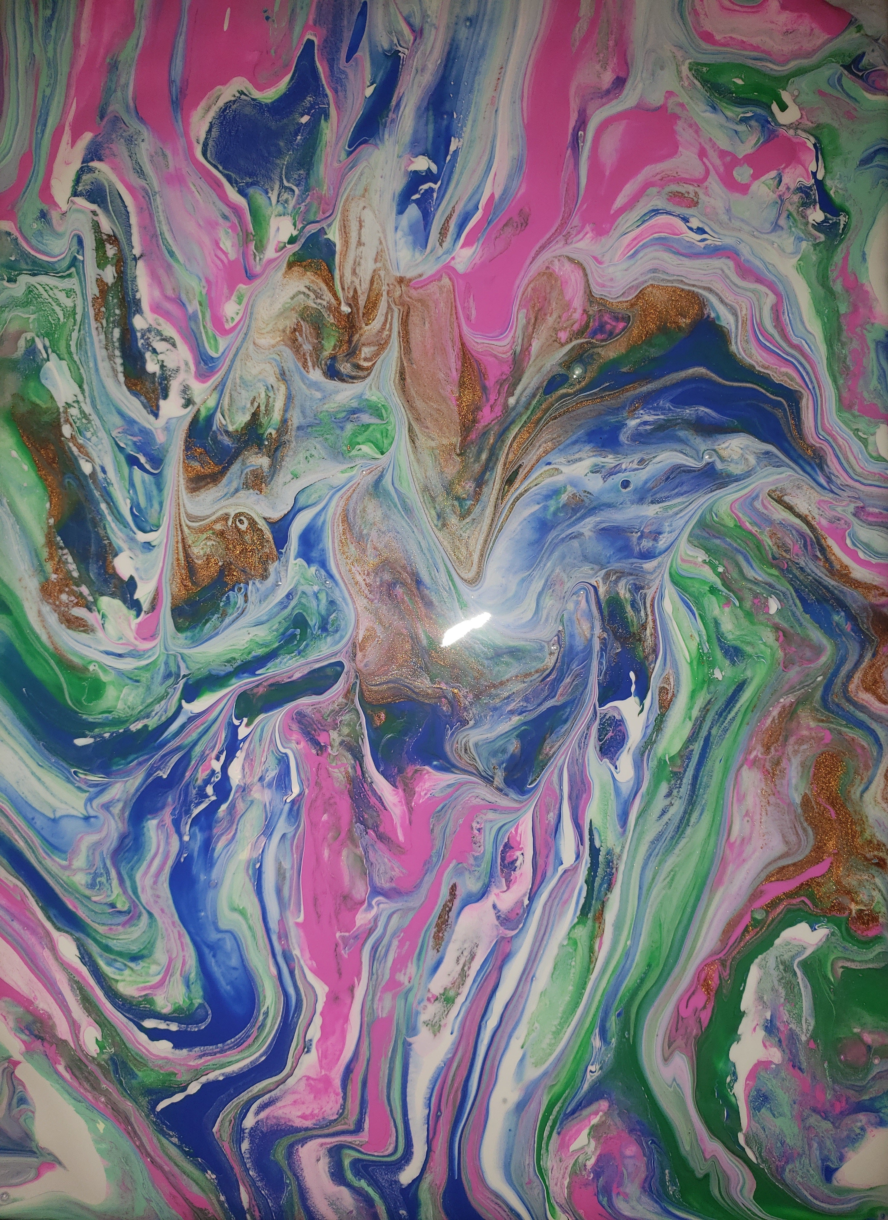 artsy sister, acrylic painting, pouring