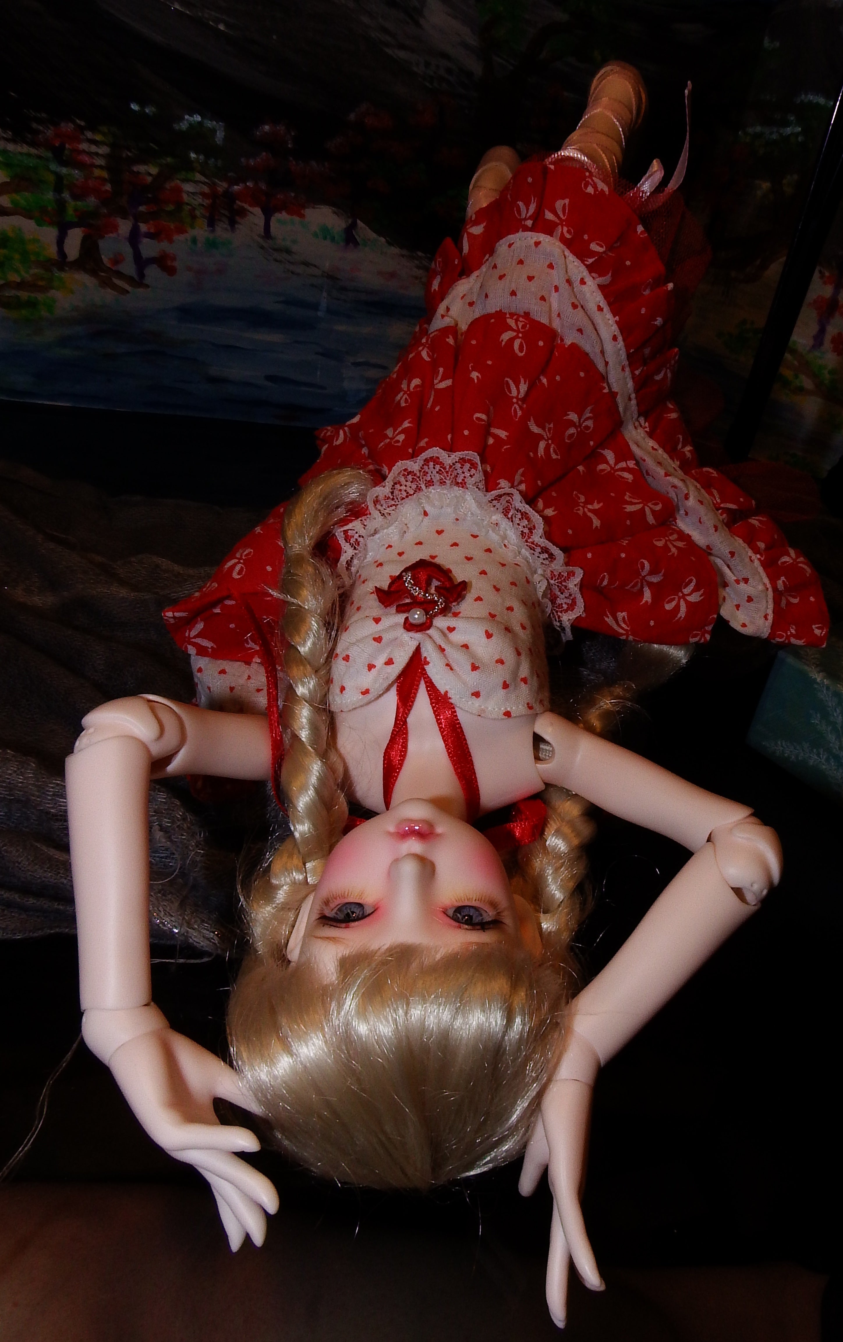 artsy sister, blonde bjd doll, handmade doll