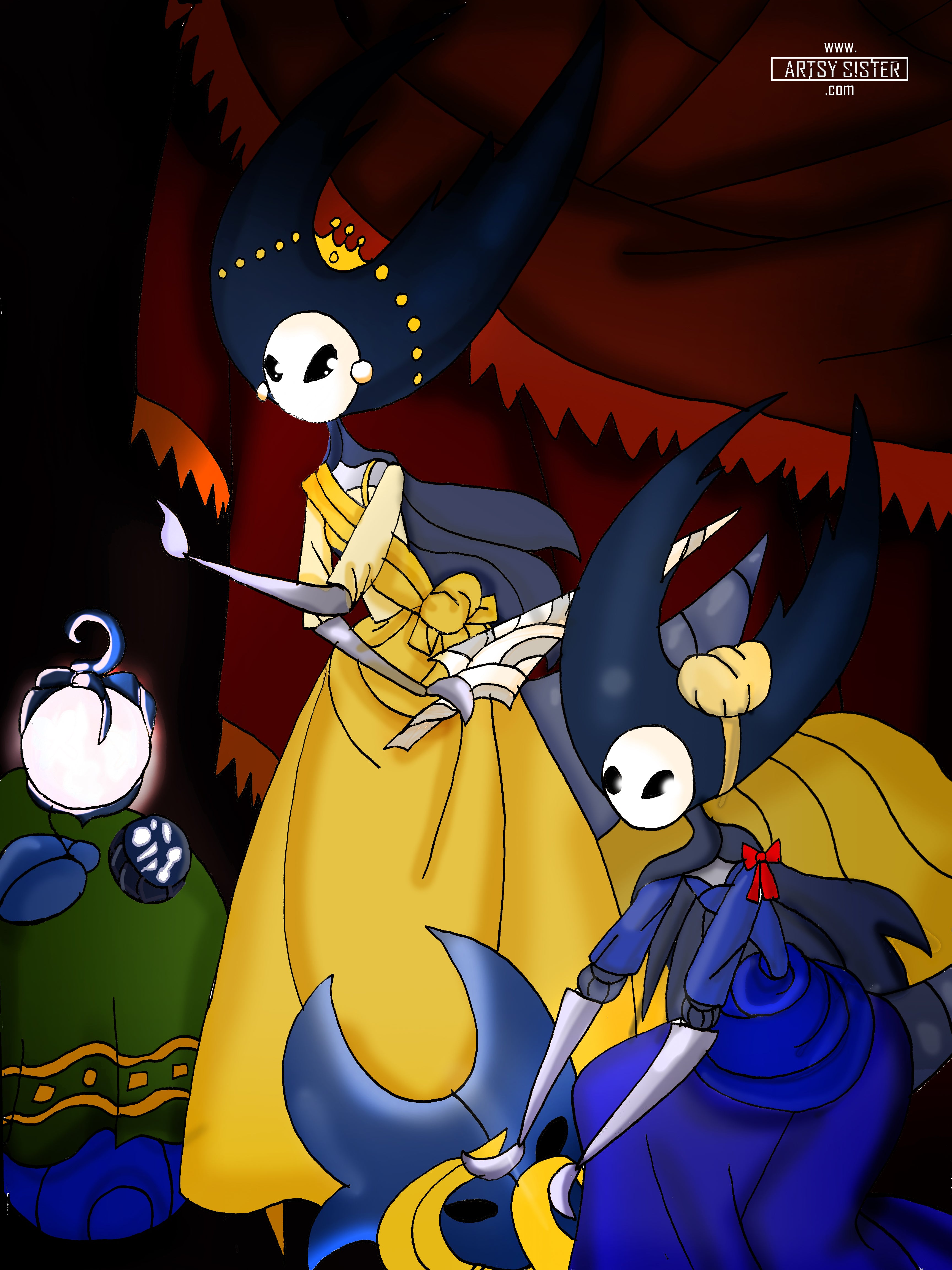 artsy sister, hollow knight fanart, judith with the head of holofernes