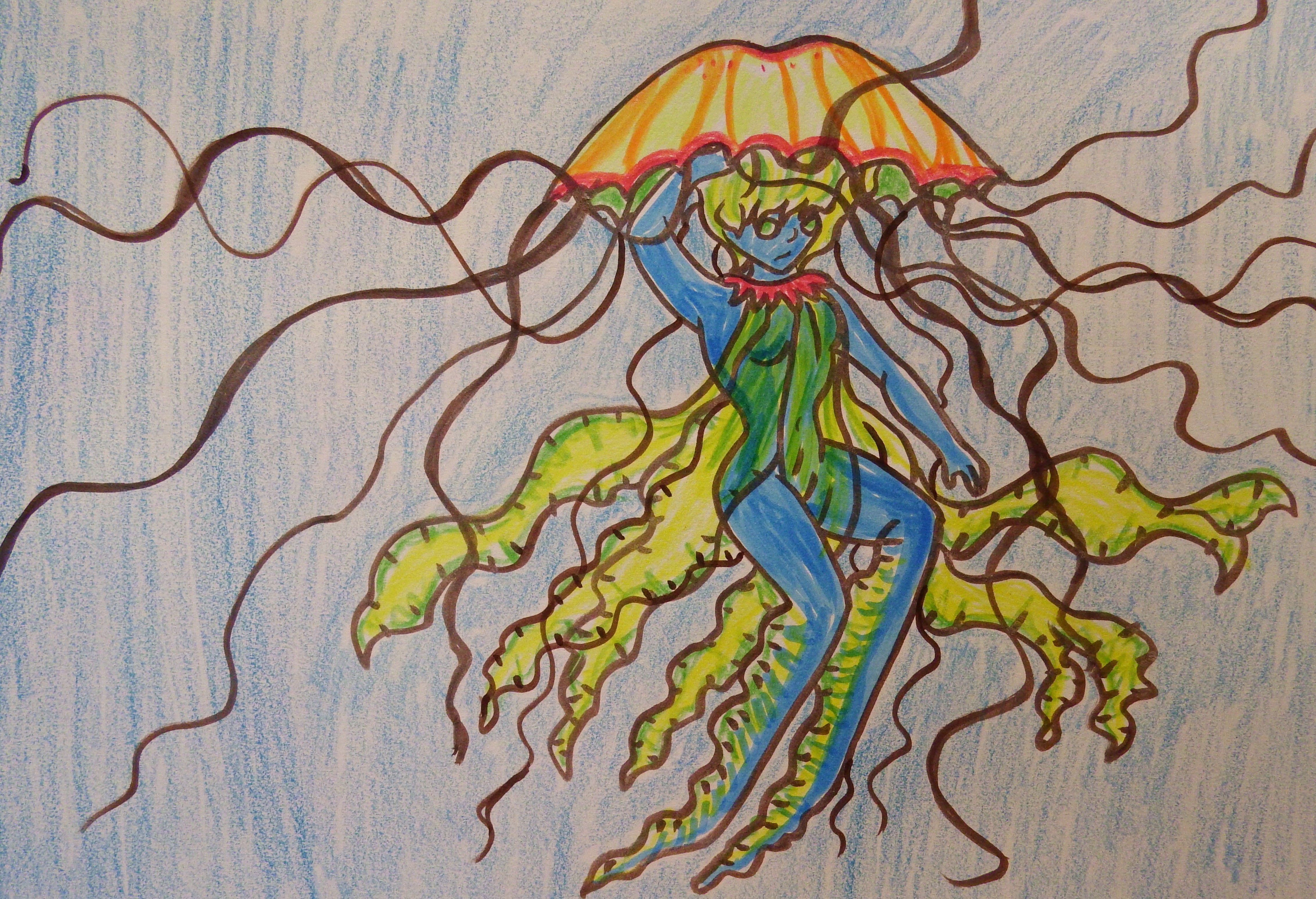 artsy sister, jellyfish mermaid, how to draw a mermaid