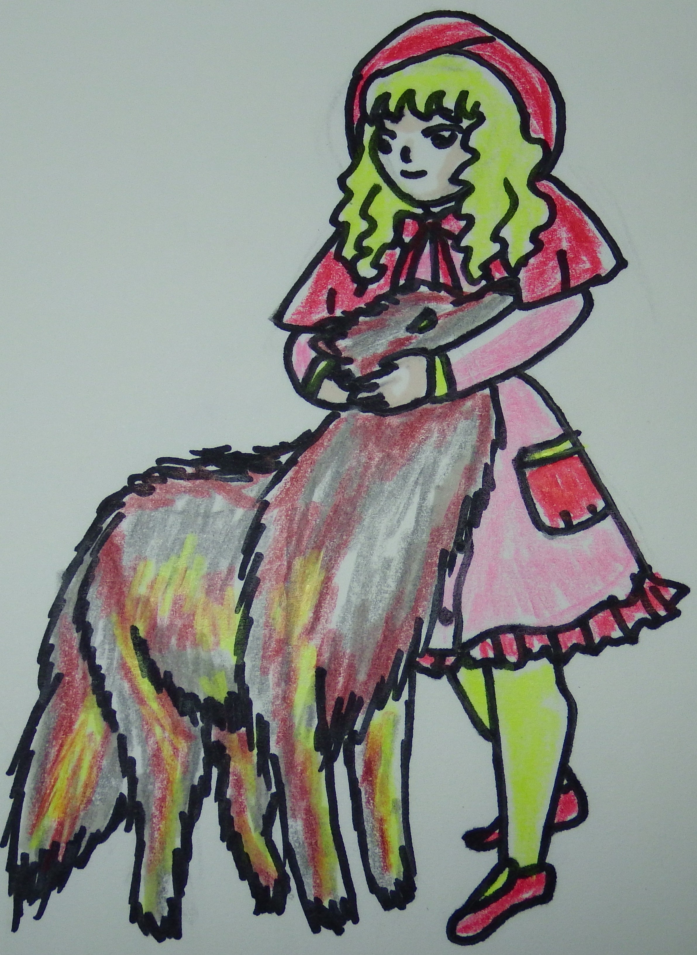 little red ridding hood, anime drawing, artsy sister