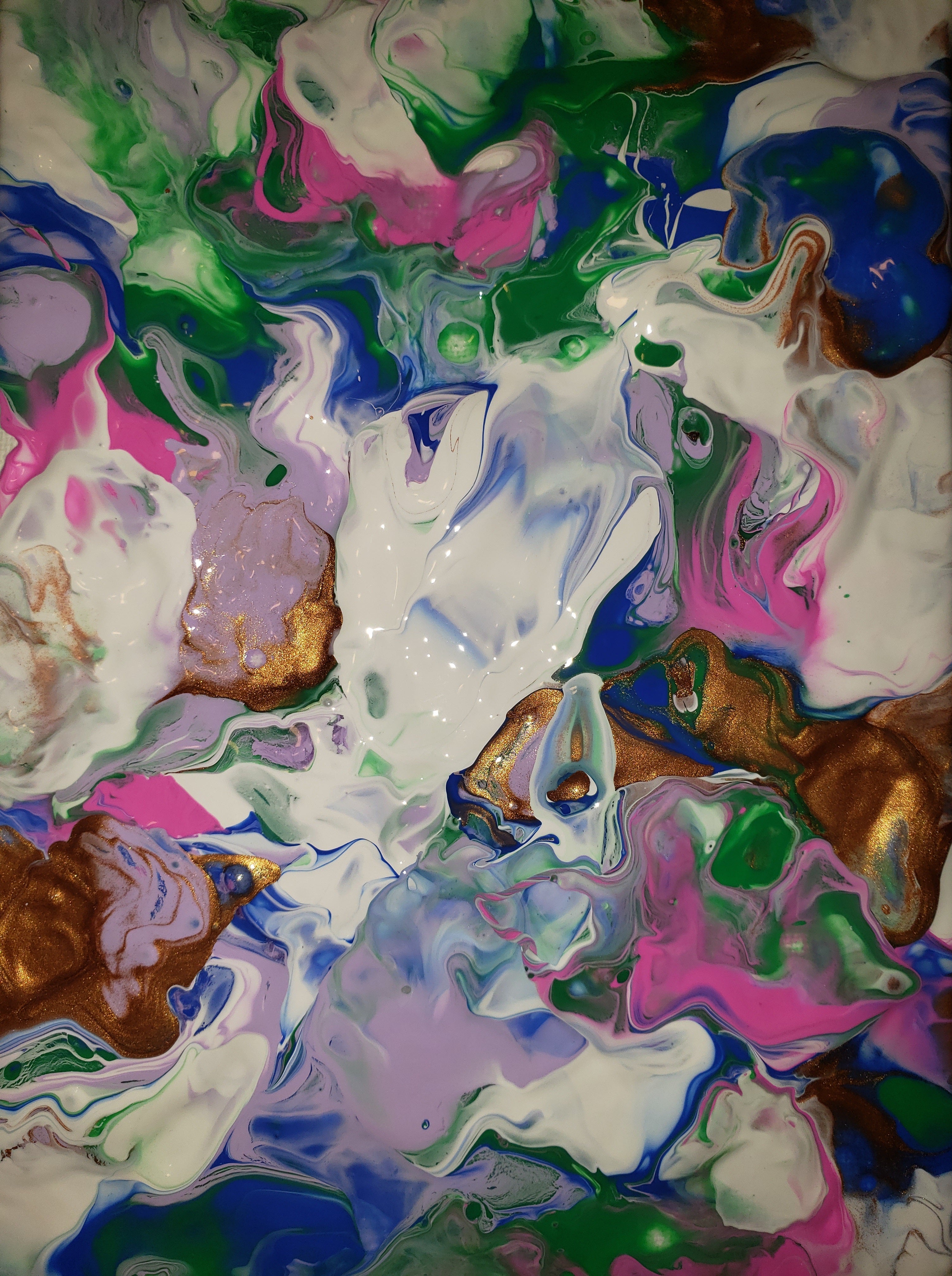 artsy sister, acrylic painting, pouring painting