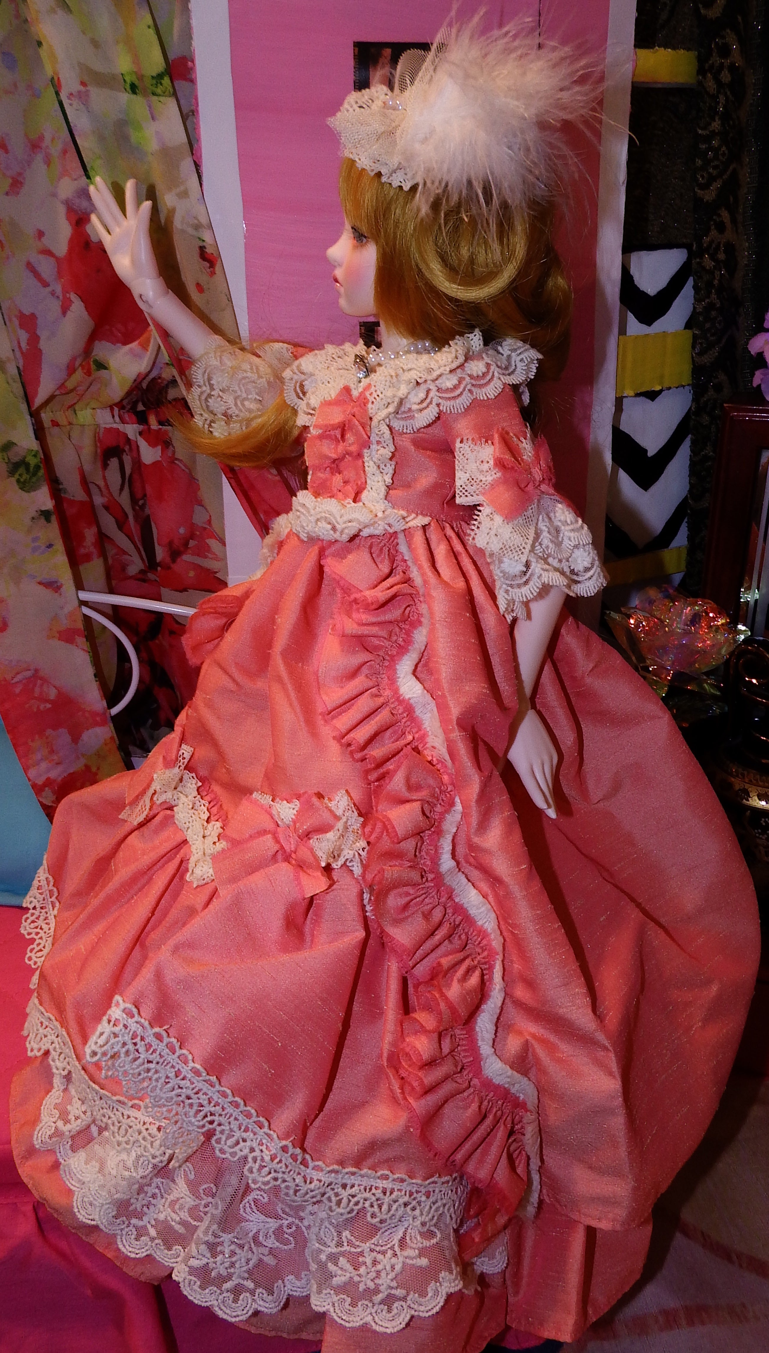 artsy sister, bjd doll, pink rococo