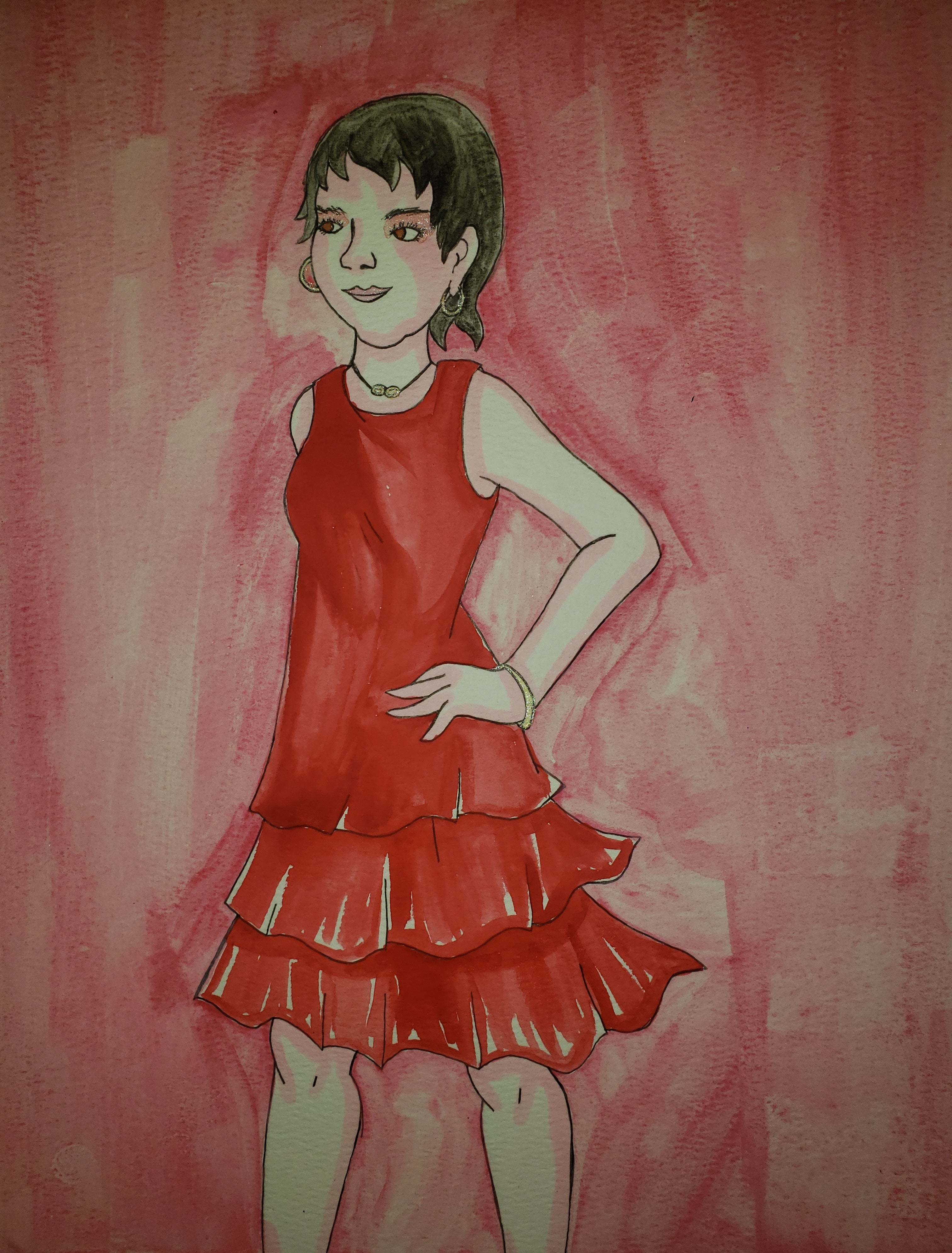 artsy sister, watercolor self potraits, cute
