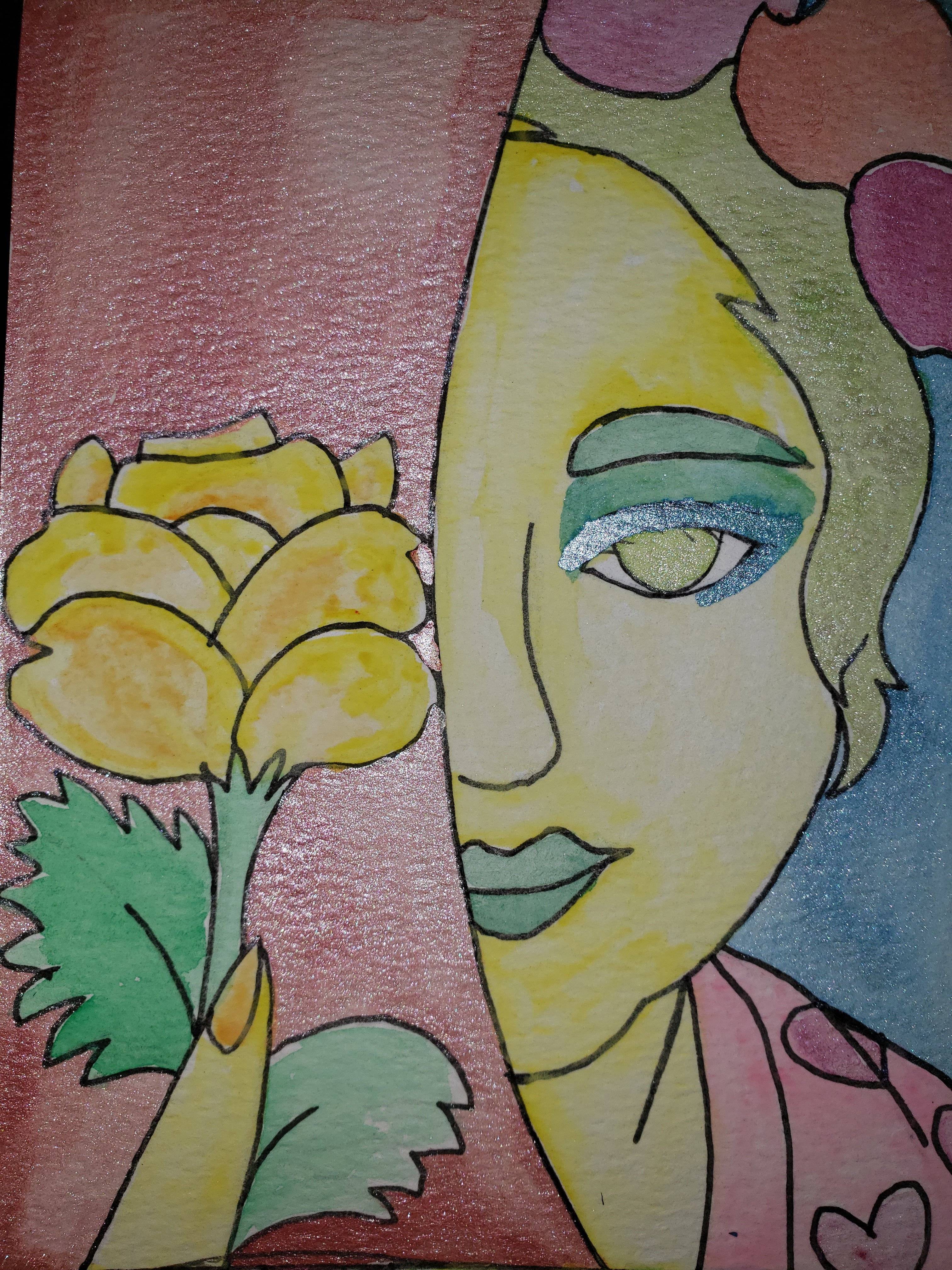 artsy sister, watercolor, self portrait teresita blanco