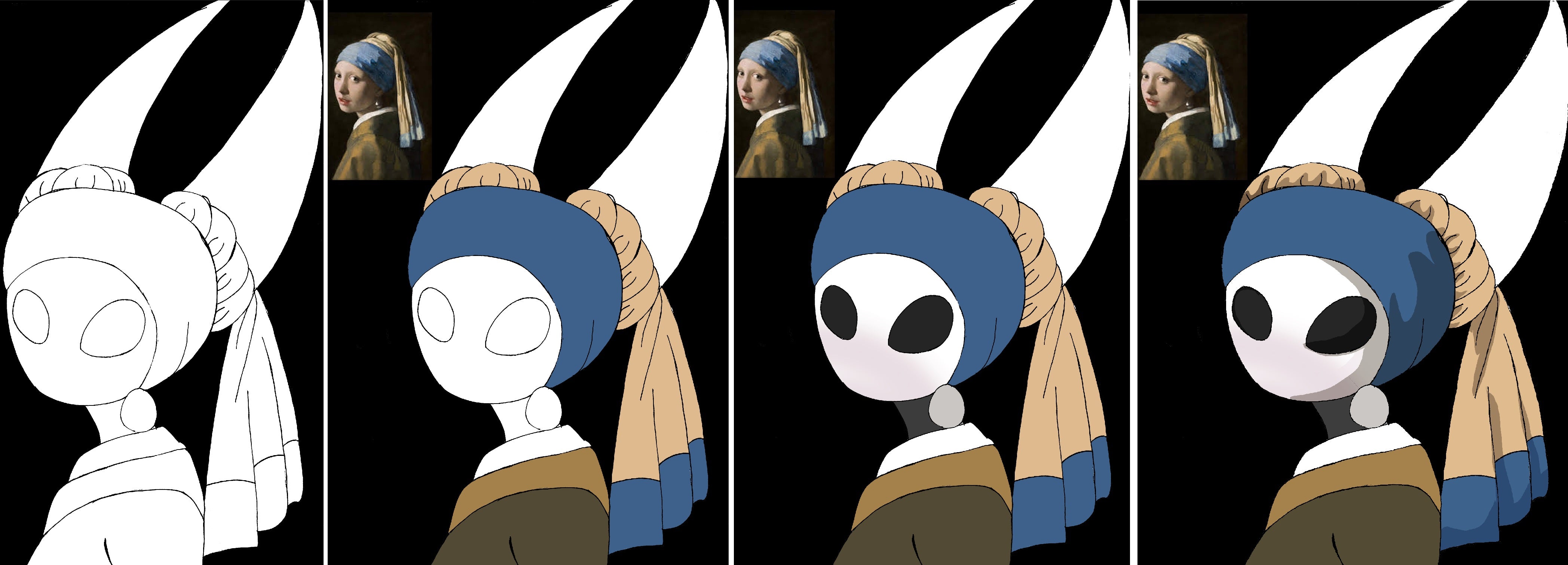 hollow knight silksong, girl with a pearl earring parody, artsy sister teresita blanco
