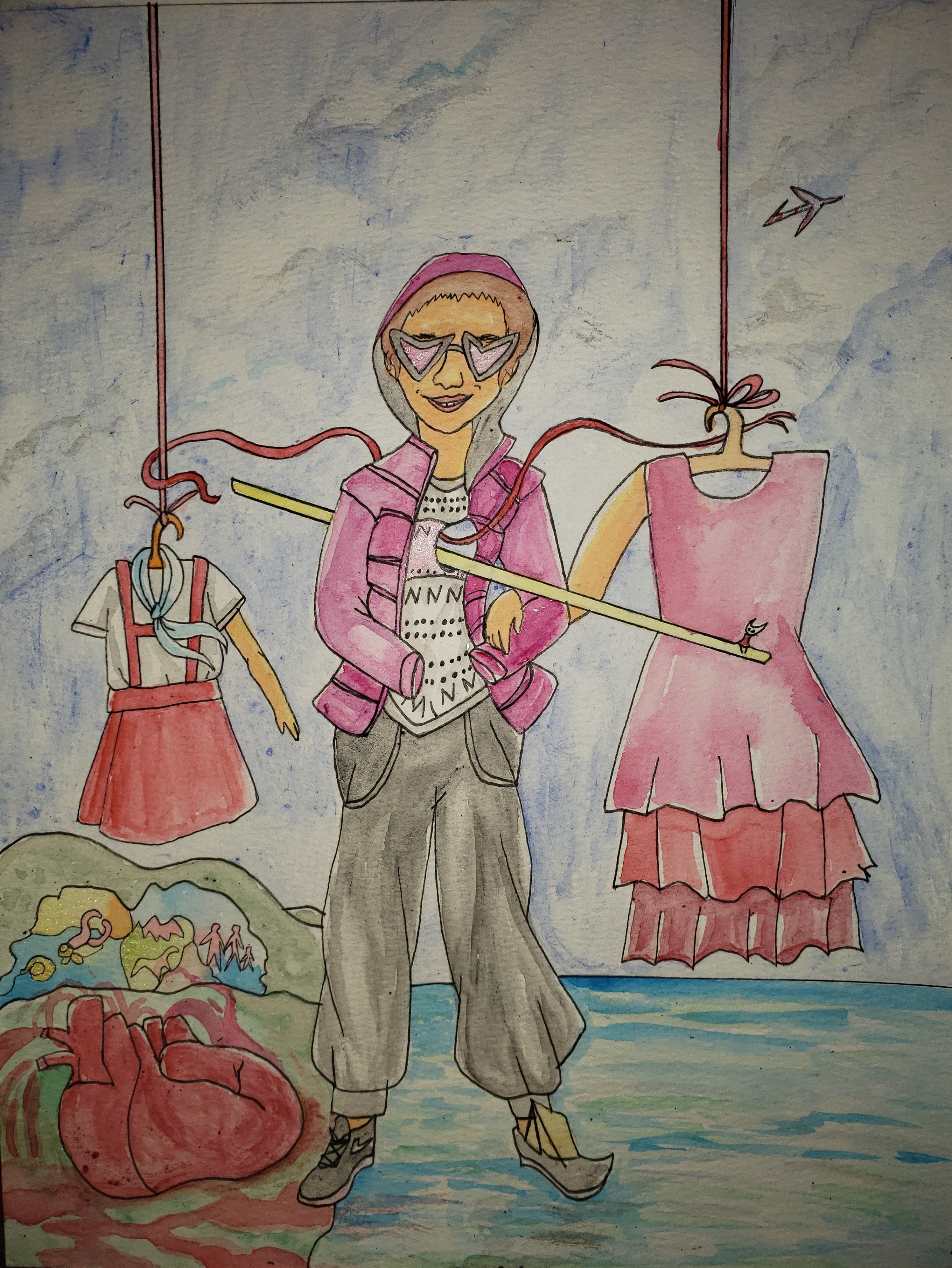 artsy sister, watercolor painting, frida kahlo
