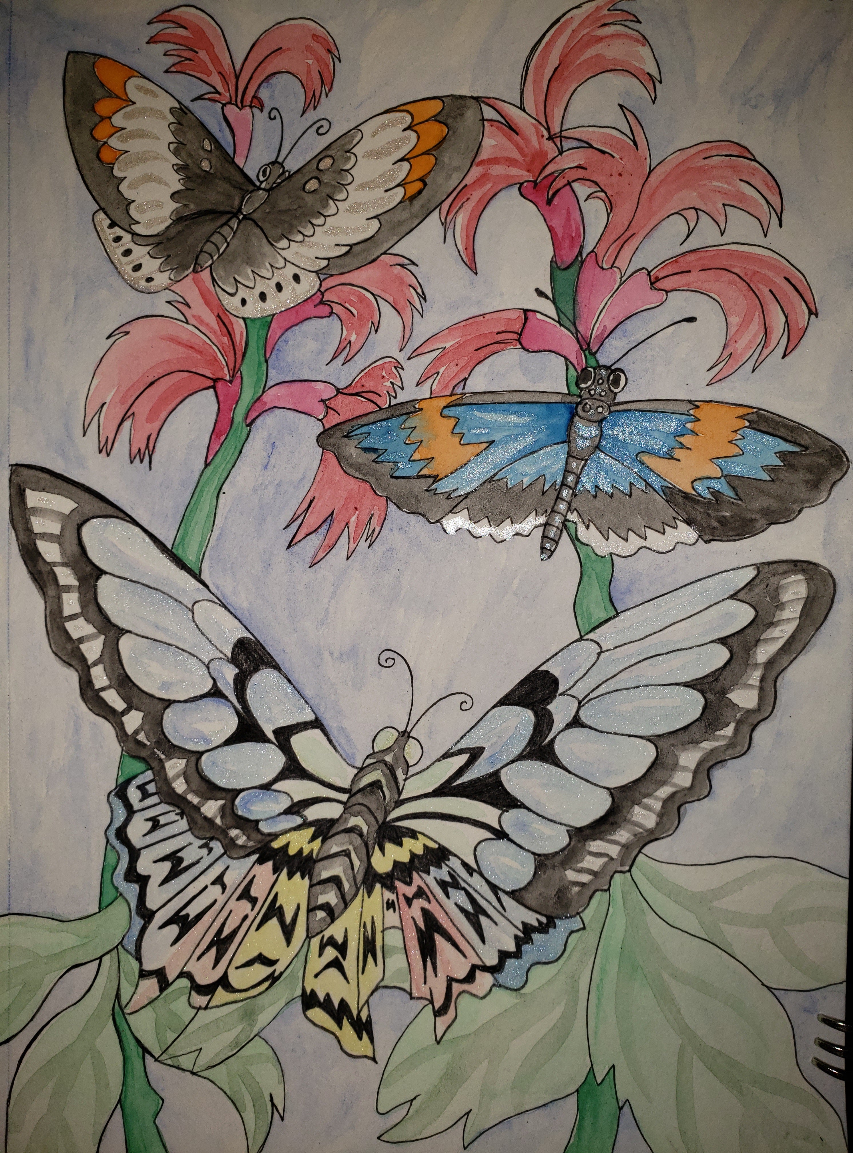 artsy sister, watercolor painting, watercolor butterflies