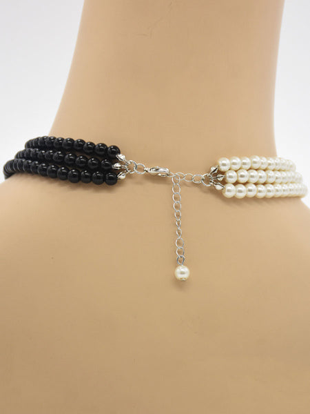 Shop Necklaces Black Metal Imitation Pearl Wo at Artsy Sister.