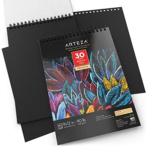 Shop ARTEZA 9X12” Black Sketch Pad, Pack of 2 at Artsy Sister.