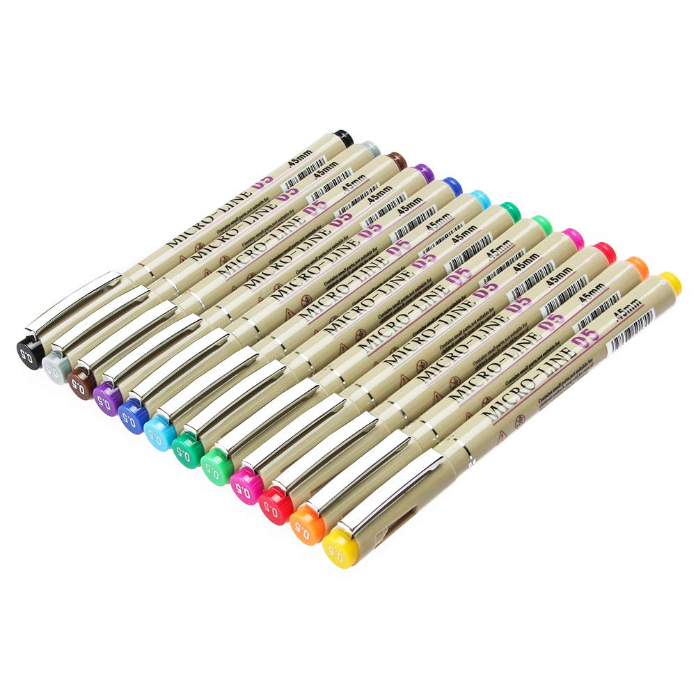 Shop [12 Colors] 0.5 Mm Micro-pen Fineliner P At Artsy Sister.