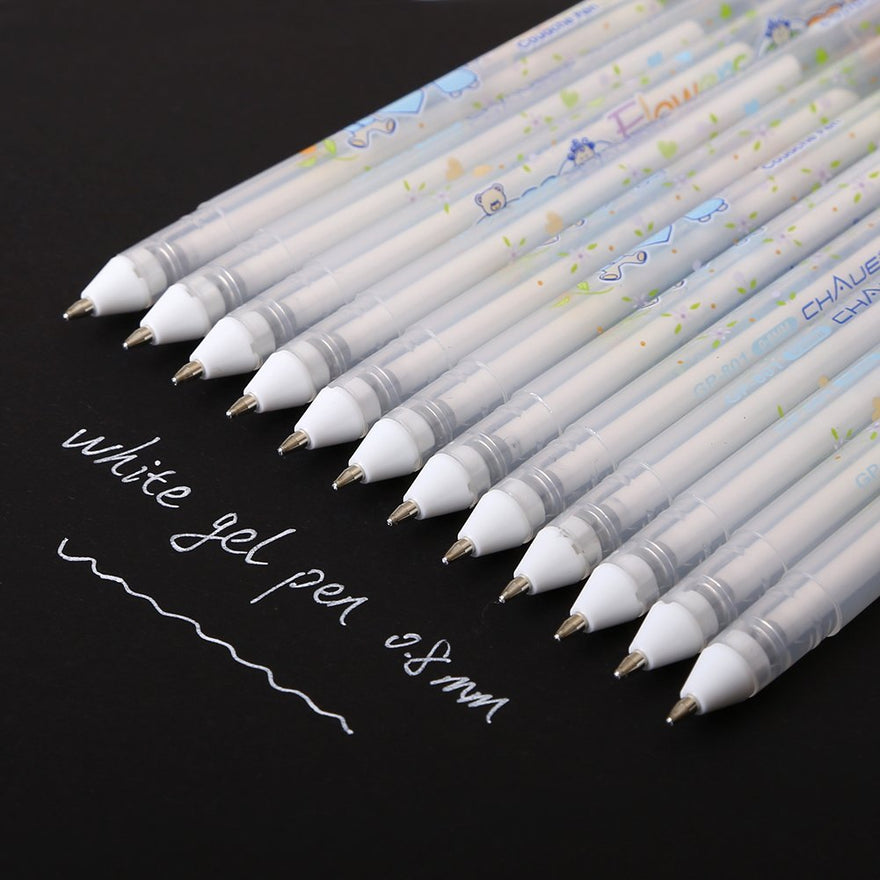 Shop 12Piece White Gel Pen Set, 0.8mm line, at Artsy Sister.