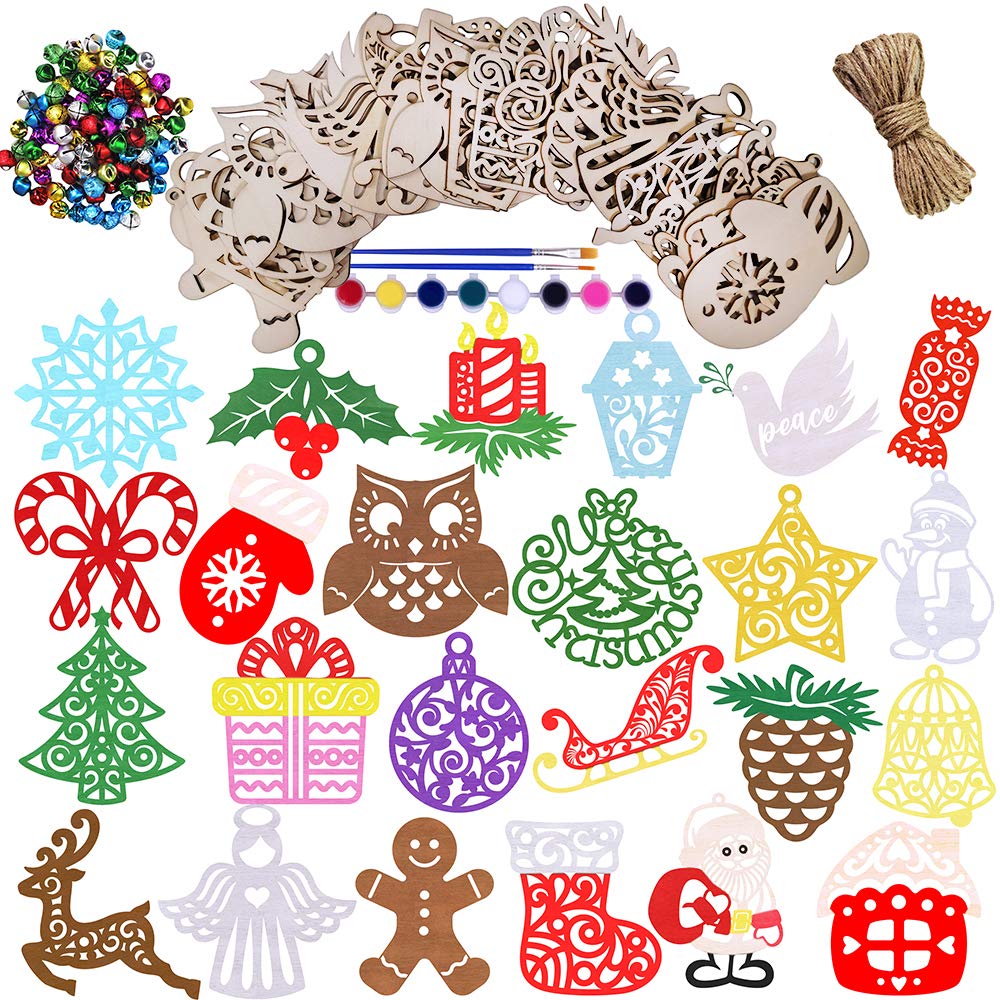 Shop 24 Wood Christmas Ornaments Craft Kit DI at Artsy Sister.