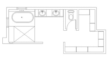 2D plan view of ensuite and walk in closet.