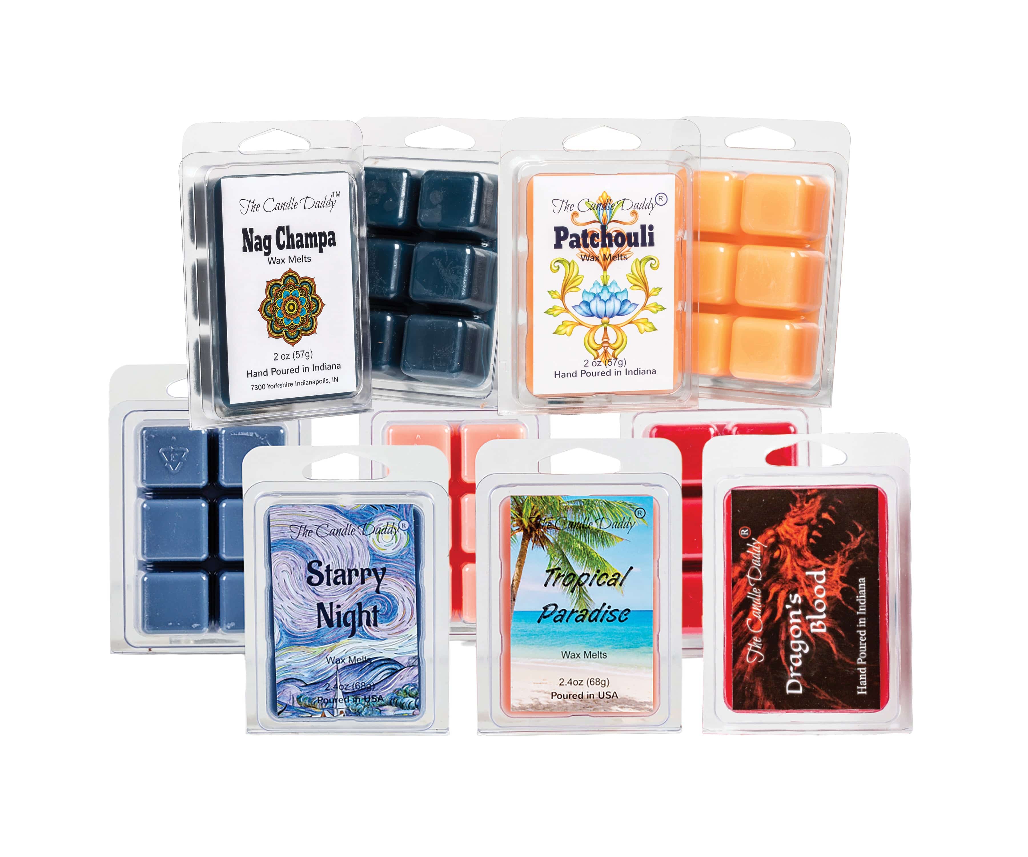 "Free Spirit Bundle" Combo Set Of Five Scented Wax Melt Cubes - Nag Champa, Patchouli, Starry Night, Tropical Paradise, Dragon's Blood