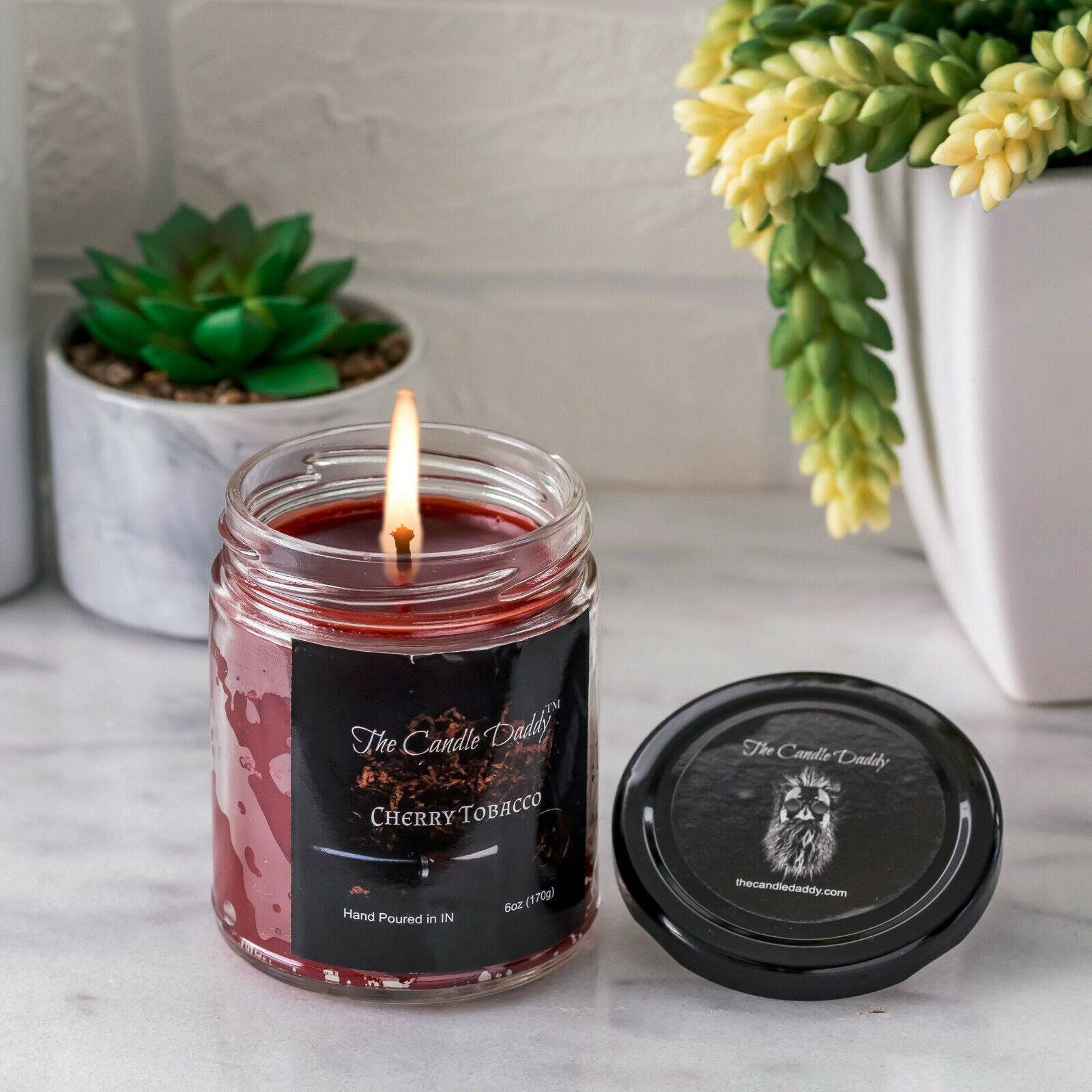 Cherry Tobacco Scented Candle - 6 Ounce - 40 Hour Burn – The Candle Daddy