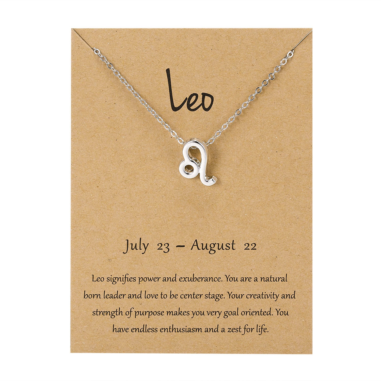 Leo Pendant Necklace With Card Gold Silver