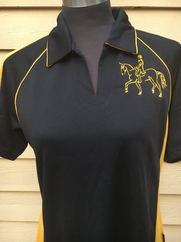 black yellow polo shirt