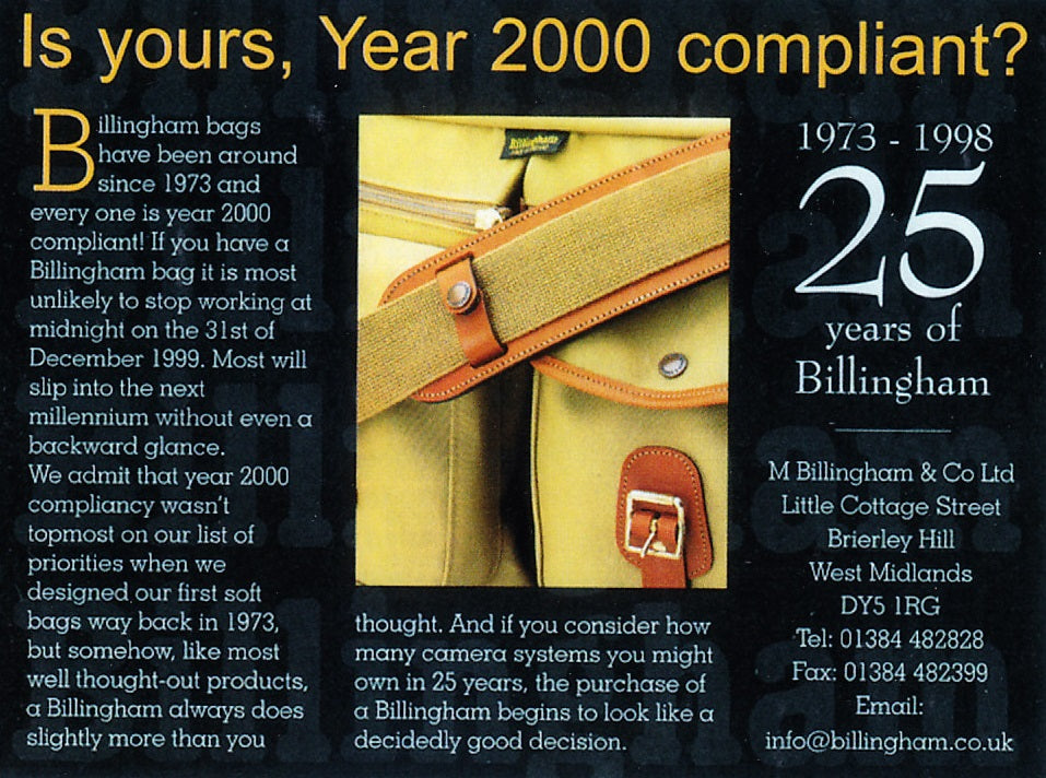 An advert from 1998 joking about the ‘Millennium Bug’. Photo: courtesy/copyright of Billingham.