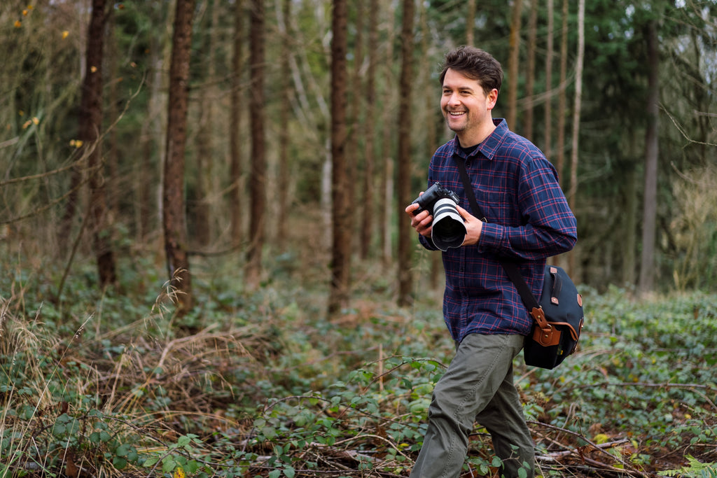 Chris Johnson on location during an outdoor clothing campaign in Pembrokeshire with his Billingham Hadley Pro 2020 Camera Bag