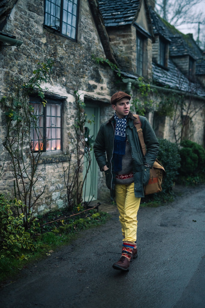 Joe Shutter with his Billingham 445 Camera Bag and Barbour Jacket in Bilbury, Gloucestershire, England
