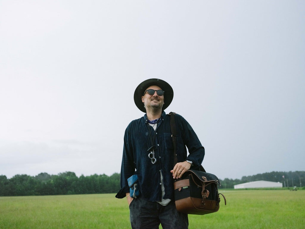 Lachlan Milne with Billingham Eventer in Black Canvas Tan Leather