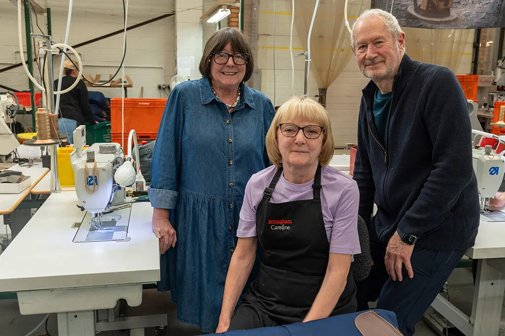 Ros and Martin Billingham today, pictured here with Caroline, their longest- serving employee, who has been with the company for 38 years. Photo: Nigel Atherton.