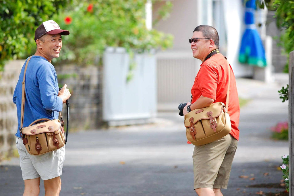 Eddie Ogura and Naobumi Obara with their Billingham Hadley bags.