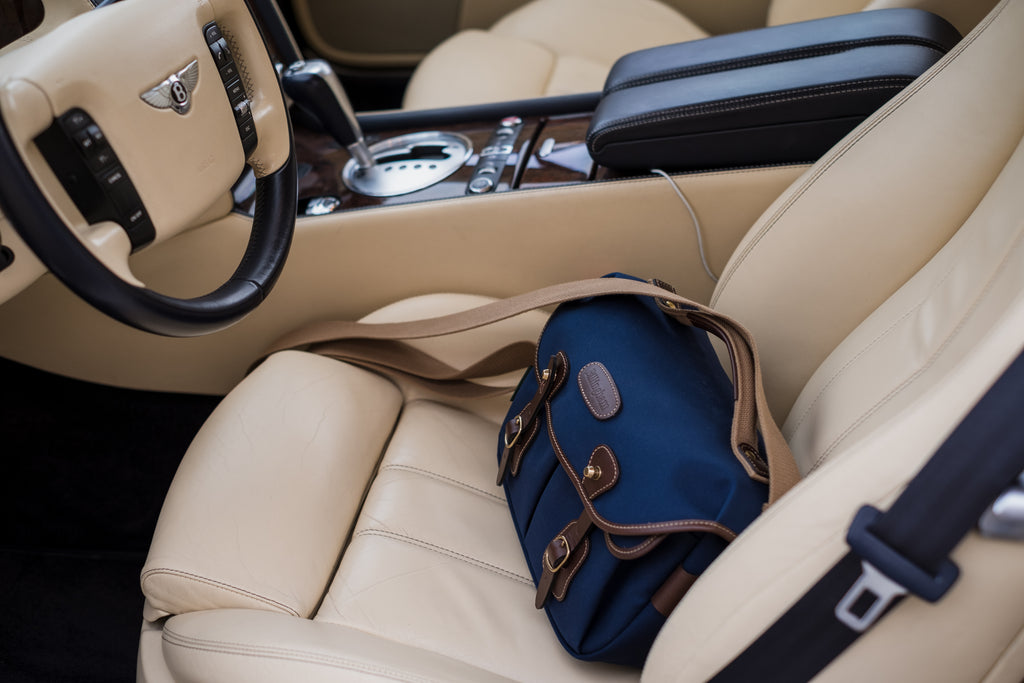 The Billingham Hadley Small Pro Camera Bag in a Bentley car.