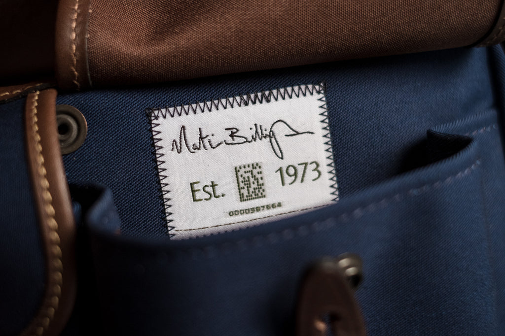 The Billingham 'UI' Serial number inside the front pocket of the Hadley Small Pro Camera Bag.