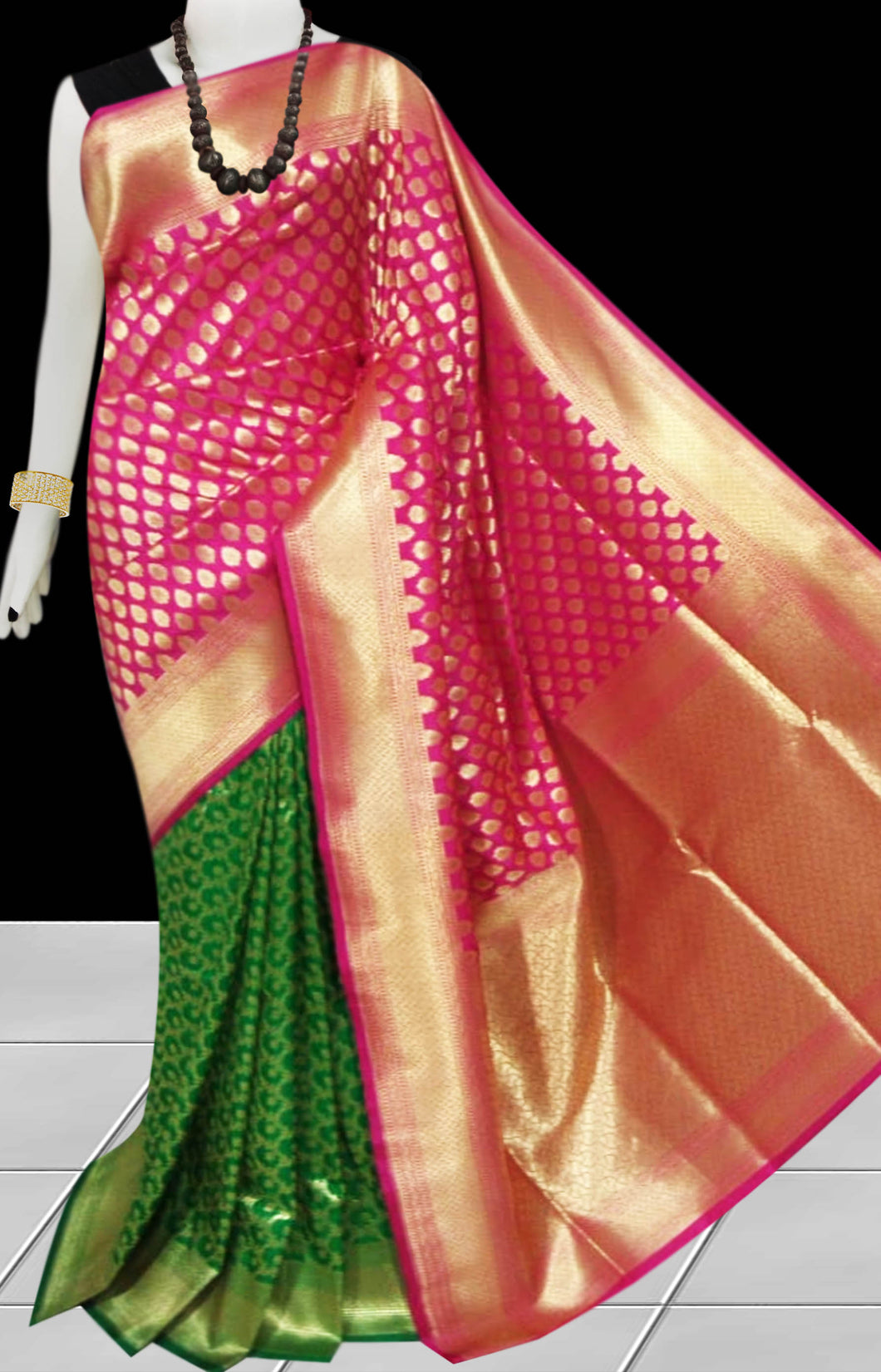Buy Bursana Green Pink Color Opara Silk Saree Online In Us India