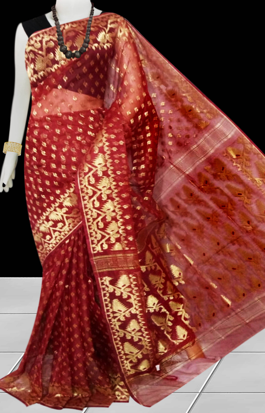 Buy Maroon Color Combination Soft Jamdani Saree Online In Us India