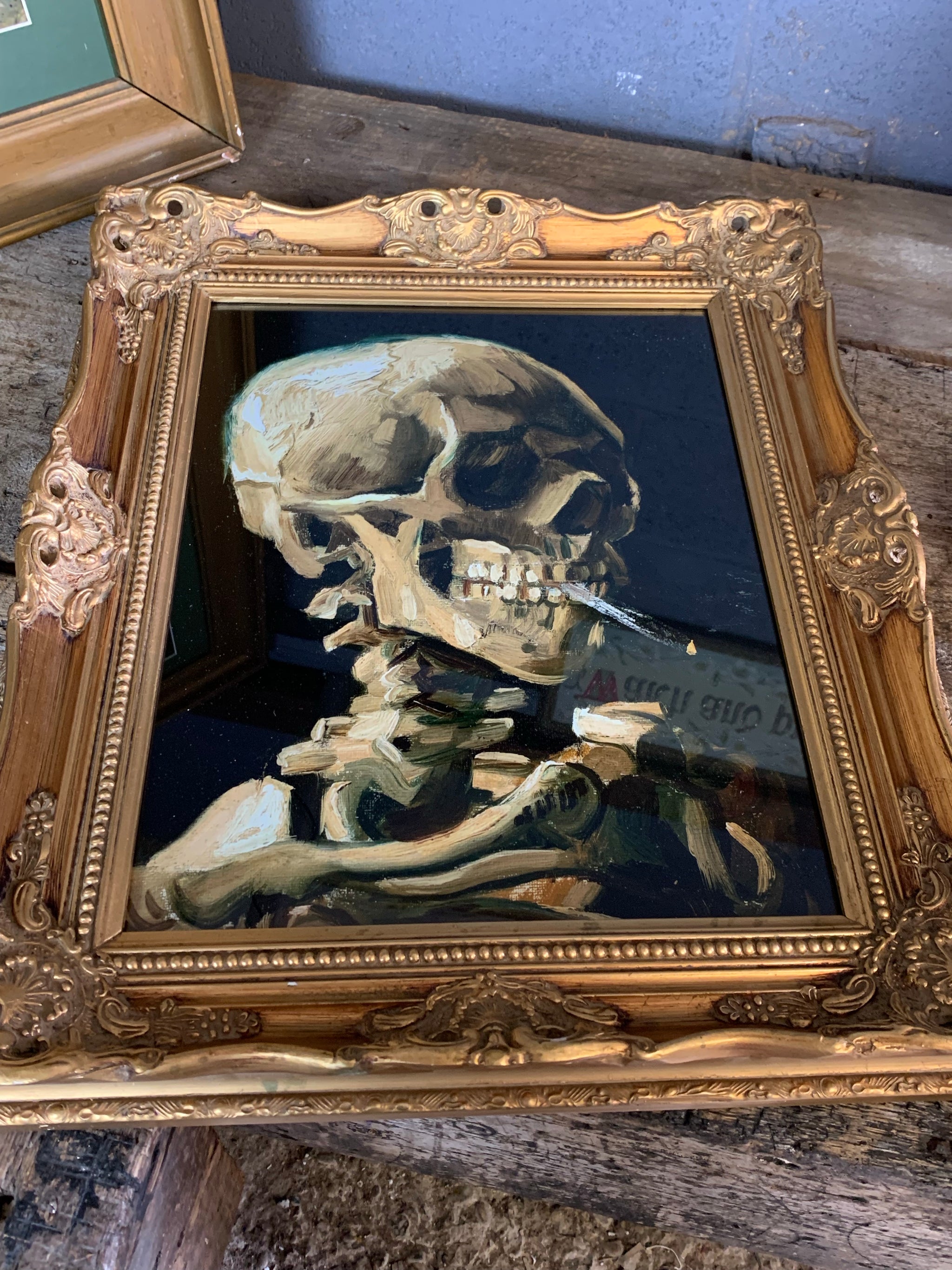 van gogh skeleton smoking