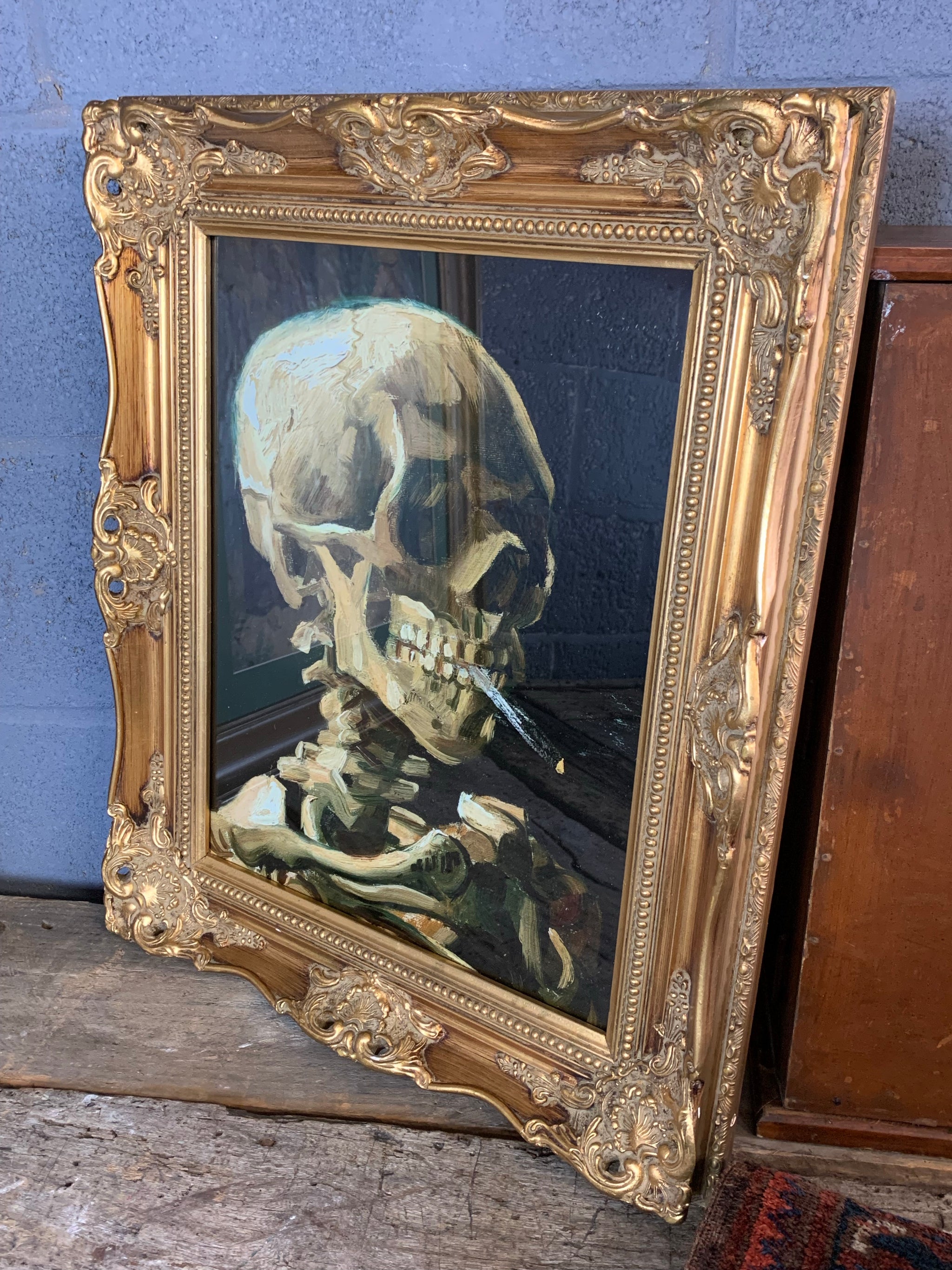 van gogh skeleton smoking